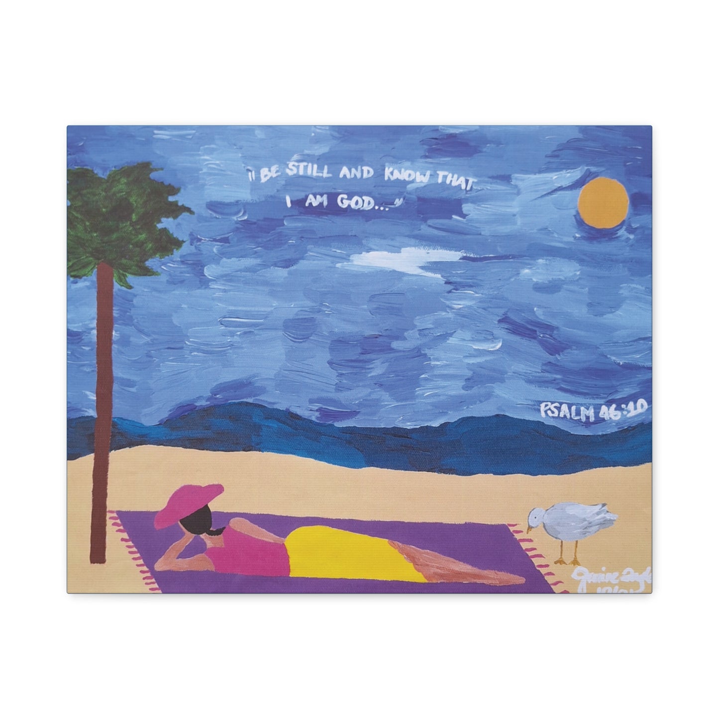 Canvas Art, "Be Still and Know", Black Art Graphic Print, Stretched Matte Wall Decor, Handpainted Inspirational Quote