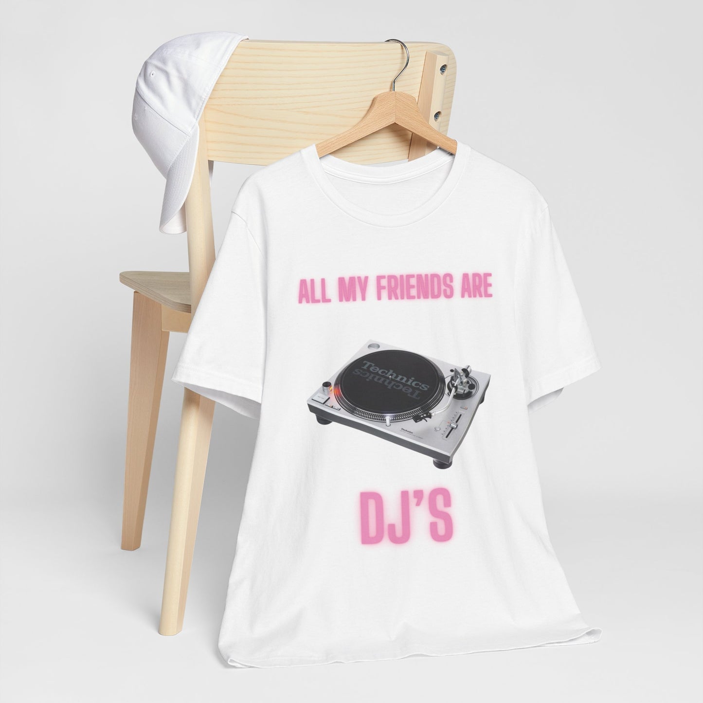 PINK NEON TURNTABLE, DJ FRIENDS, Graphic Short Sleeve Tee, DJ Shirt, DJ Graphic T-shirt, Music Party,Turntable Graphic, Urban Streetstyle, Express Delivery