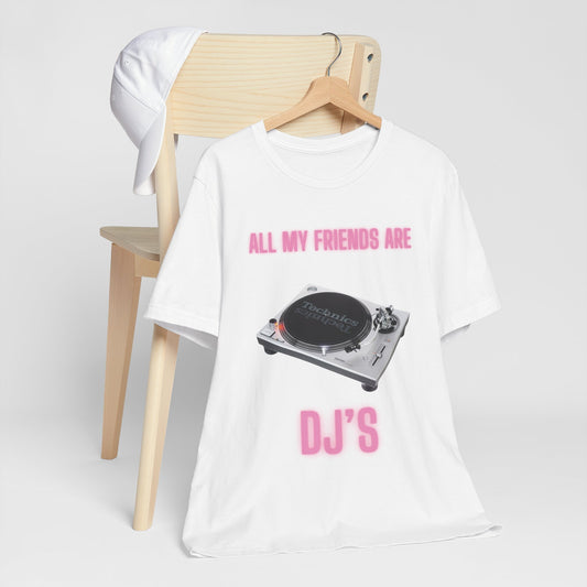 PINK NEON TURNTABLE, DJ FRIENDS, Graphic Short Sleeve Tee, DJ Shirt, DJ Graphic T-shirt, Music Party,Turntable Graphic, Urban Streetstyle, Express Delivery