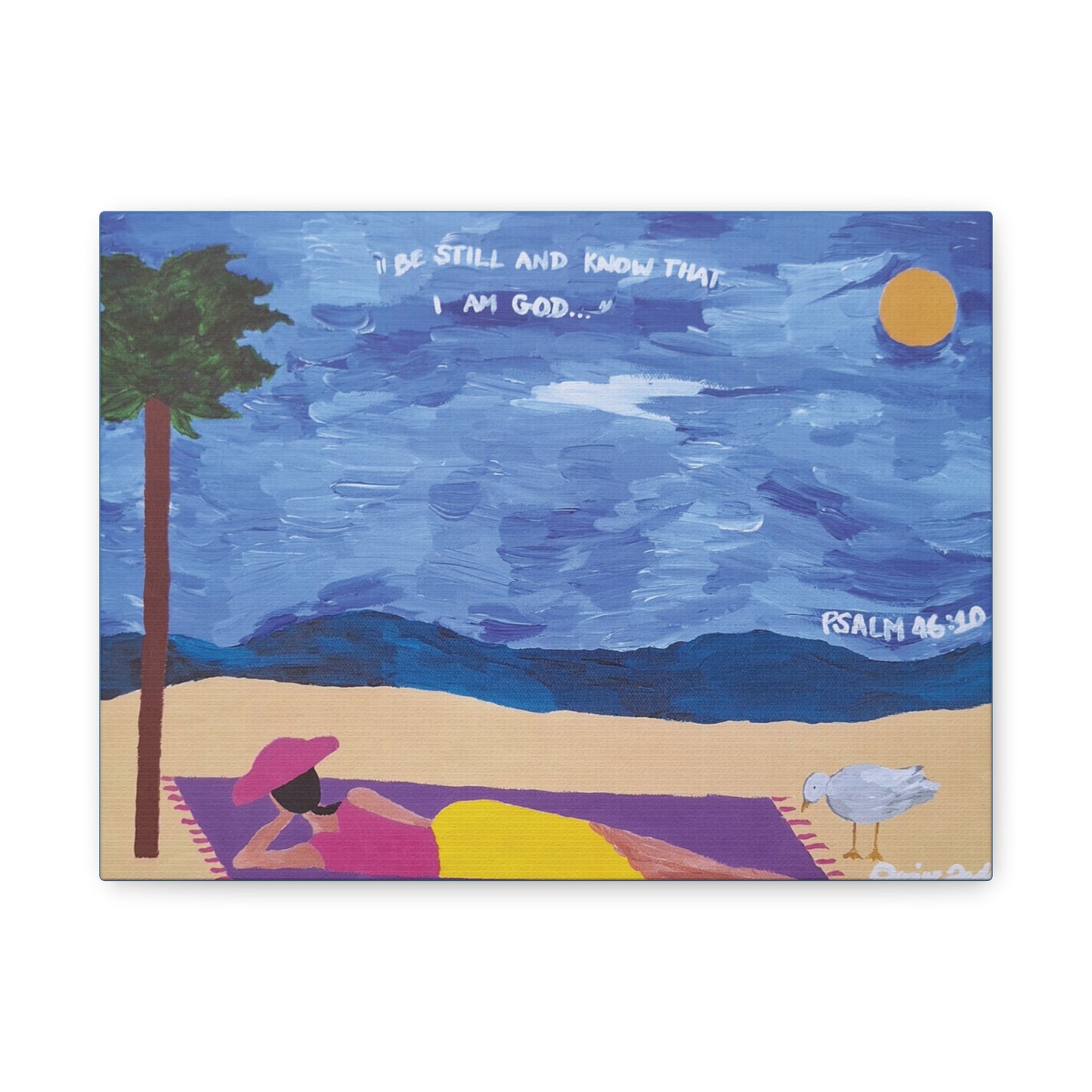 Canvas Art, "Be Still and Know", Black Art Graphic Print, Stretched Matte Wall Decor, Handpainted Inspirational Quote