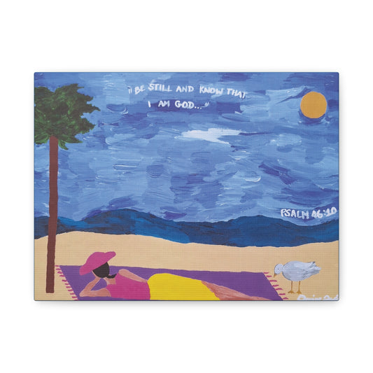 Canvas Art, "Be Still and Know", Black Art Graphic Print, Stretched Matte Wall Decor, Handpainted Inspirational Quote