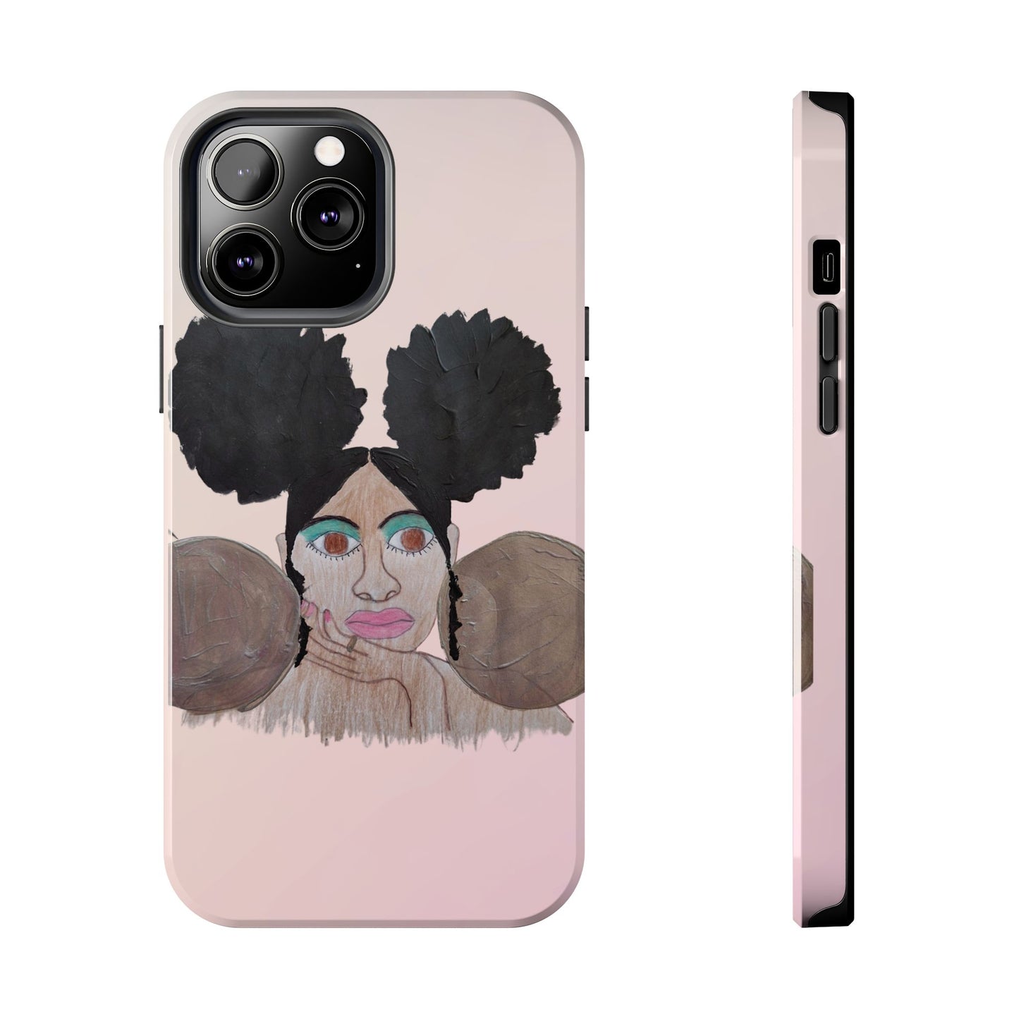 Black Woman Art Tough Phone Case, Hand-Painted Graphics, Original Art iPhone Cover, Protective Phone Case, Unique Artwork Case