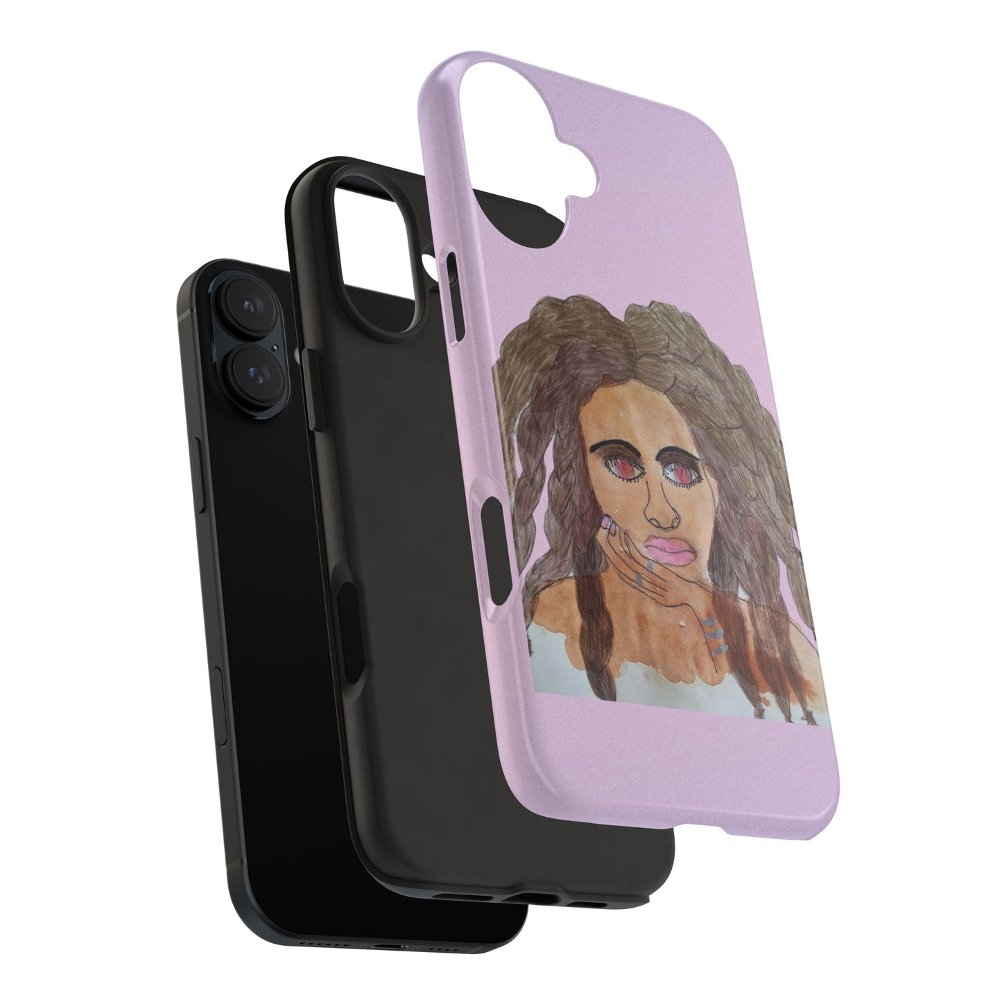 Black Woman Art Tough Phone Case, Hand-Painted Graphics, Original Art iPhone Cover, Protective Phone Case, Unique Artwork Case