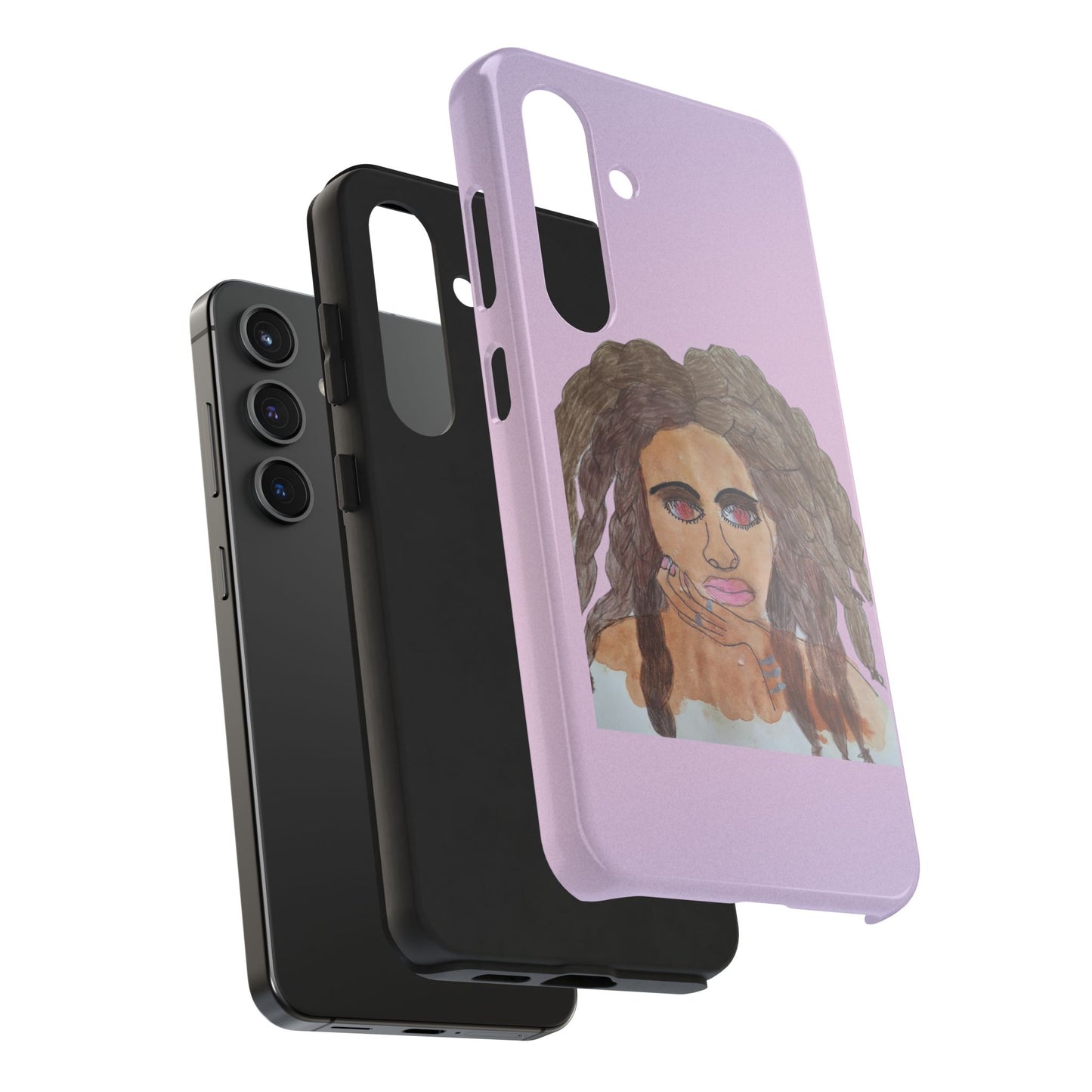Black Woman Art Tough Phone Case, Hand-Painted Graphics, Original Art iPhone Cover, Protective Phone Case, Unique Artwork Case