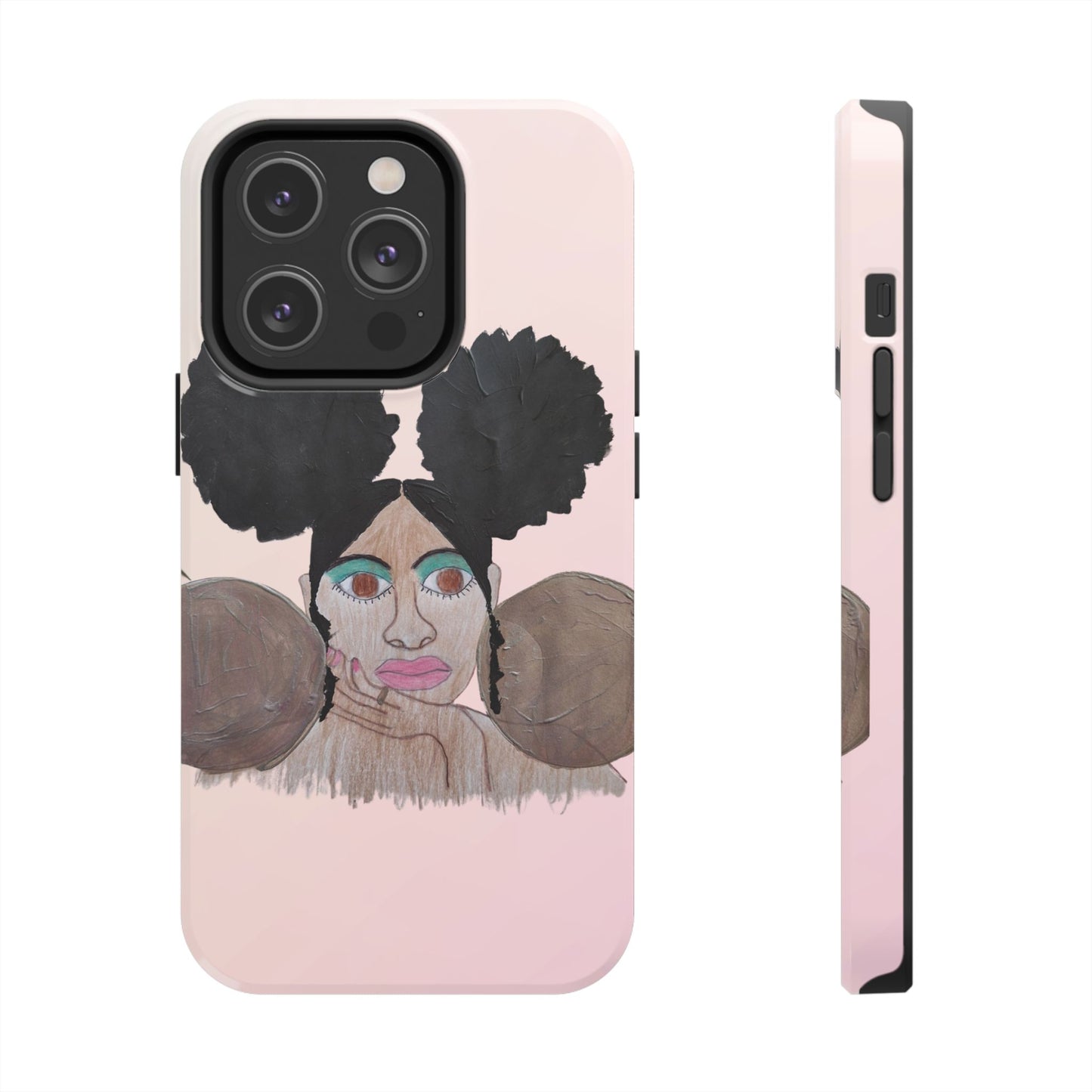 Black Woman Art Tough Phone Case, Hand-Painted Graphics, Original Art iPhone Cover, Protective Phone Case, Unique Artwork Case