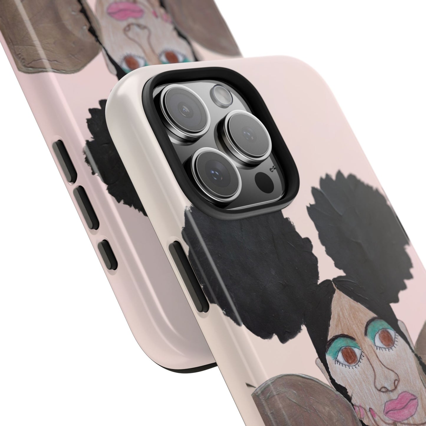 Black Woman Art Tough Phone Case, Hand-Painted Graphics, Original Art iPhone Cover, Protective Phone Case, Unique Artwork Case