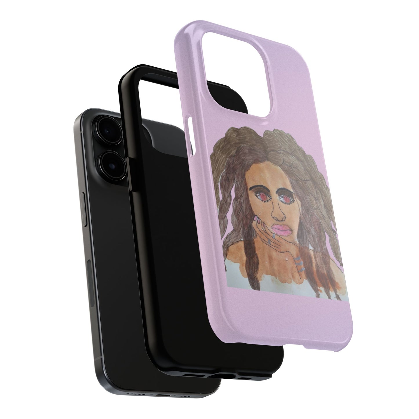 Black Woman Art Tough Phone Case, Hand-Painted Graphics, Original Art iPhone Cover, Protective Phone Case, Unique Artwork Case