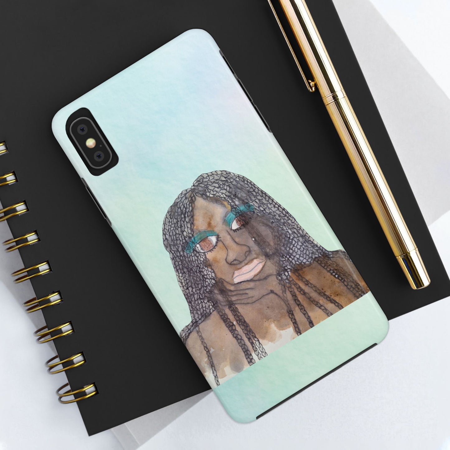 Black Woman Art, Artistic Fashion Phone Case, Colorful Unique Phone Protector, Gift for Her, Bohemian Style, Phone Cover for Creative Souls