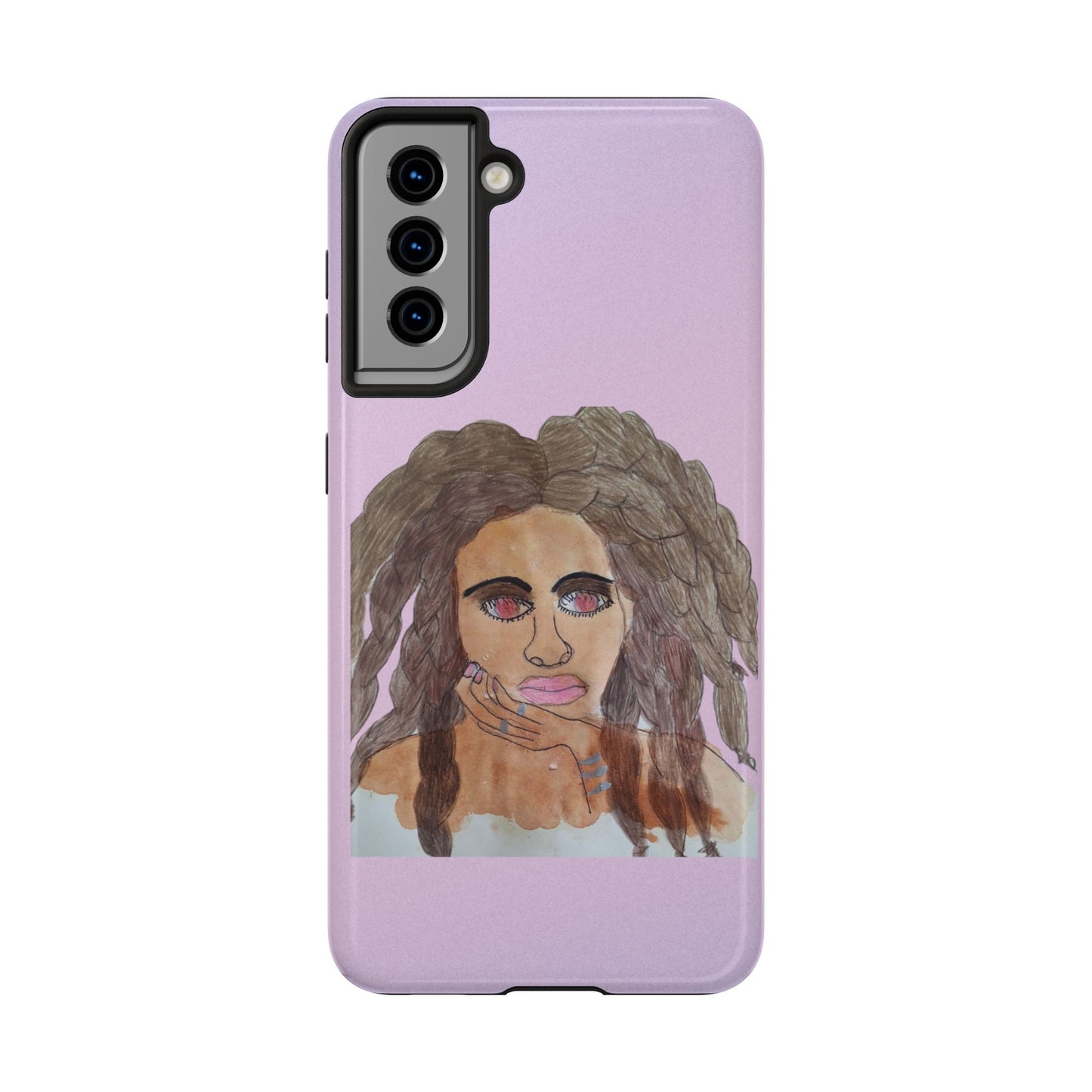 Black Woman Art Tough Phone Case, Hand-Painted Graphics, Original Art iPhone Cover, Protective Phone Case, Unique Artwork Case