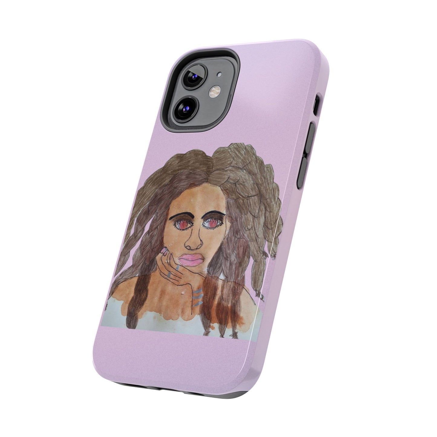 Black Woman Art Tough Phone Case, Hand-Painted Graphics, Original Art iPhone Cover, Protective Phone Case, Unique Artwork Case