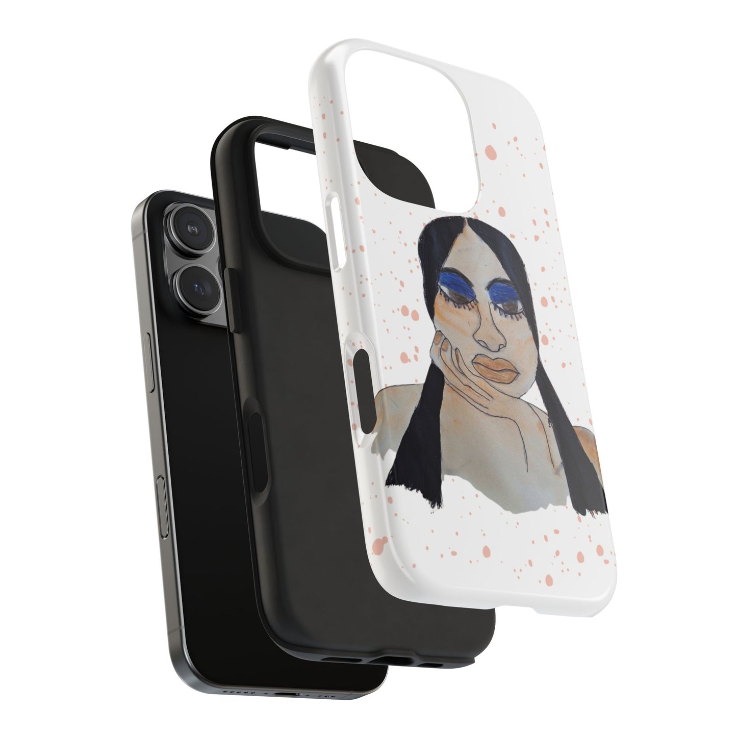 Black Woman Art Tough Phone Case, Hand-Painted Graphics, Original Art iPhone Cover, Protective Phone Case, Unique Artwork Case