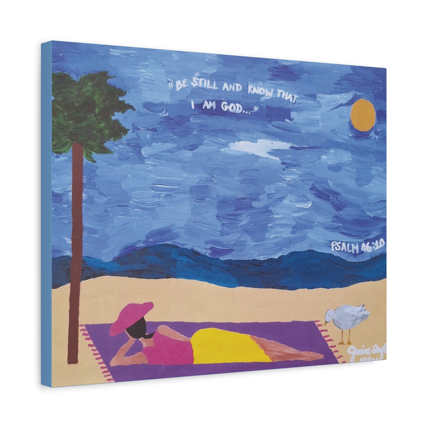 Canvas Art, "Be Still and Know", Black Art Graphic Print, Stretched Matte Wall Decor, Handpainted Inspirational Quote