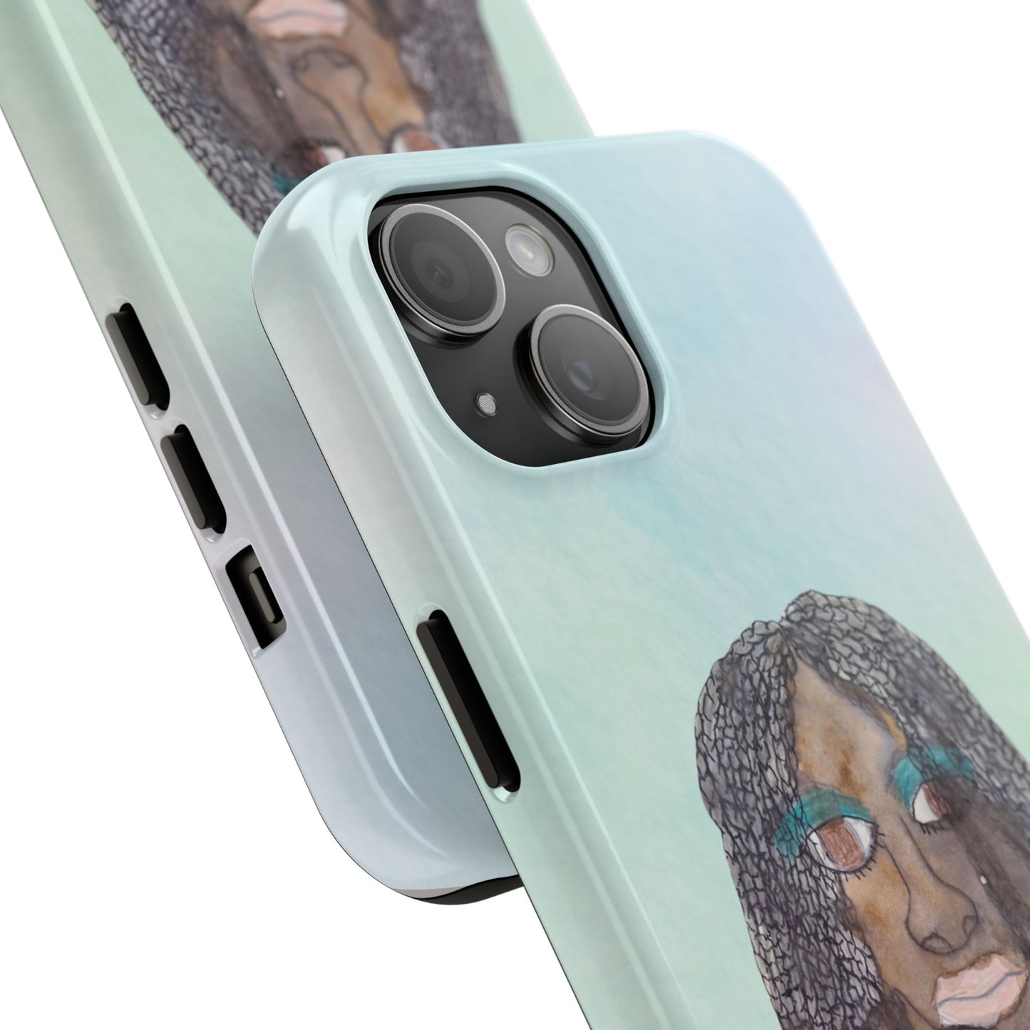 Black Woman Art, Artistic Fashion Phone Case, Colorful Unique Phone Protector, Gift for Her, Bohemian Style, Phone Cover for Creative Souls