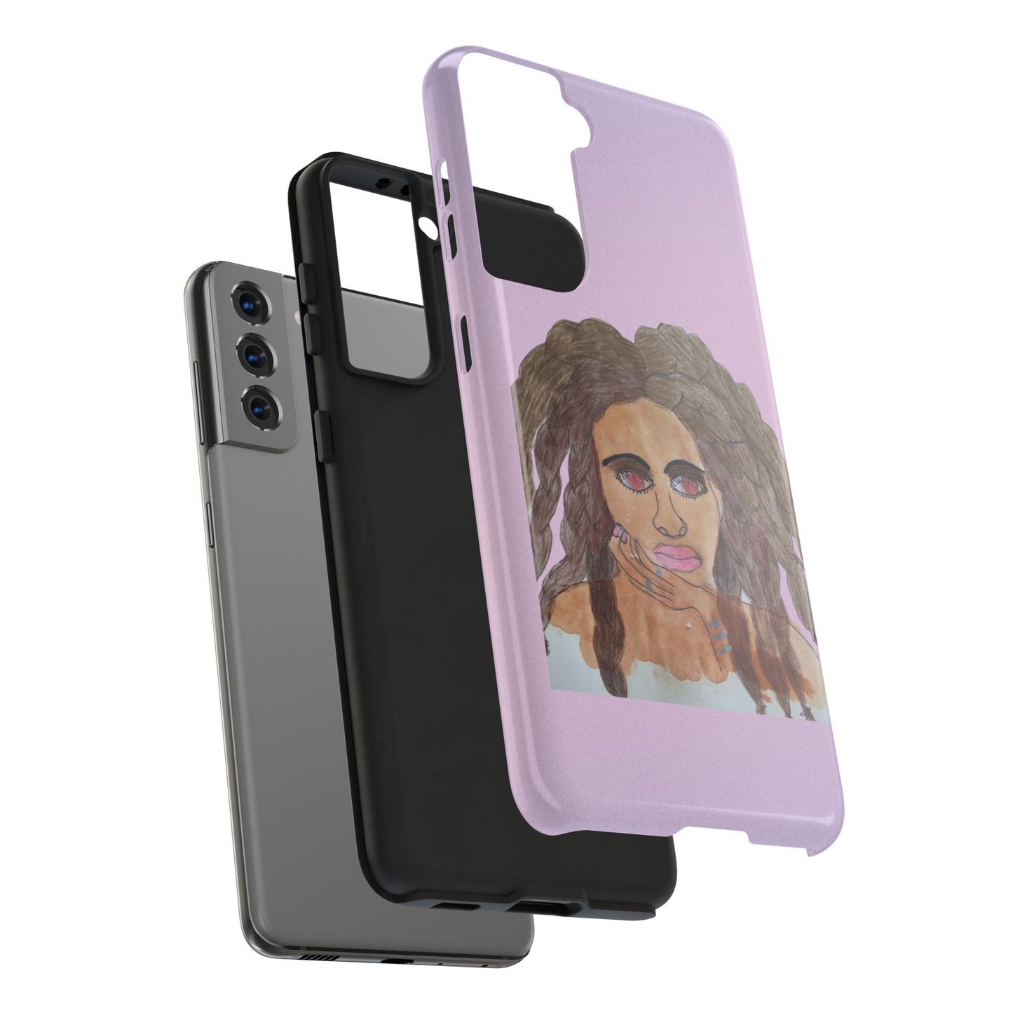 Black Woman Art Tough Phone Case, Hand-Painted Graphics, Original Art iPhone Cover, Protective Phone Case, Unique Artwork Case