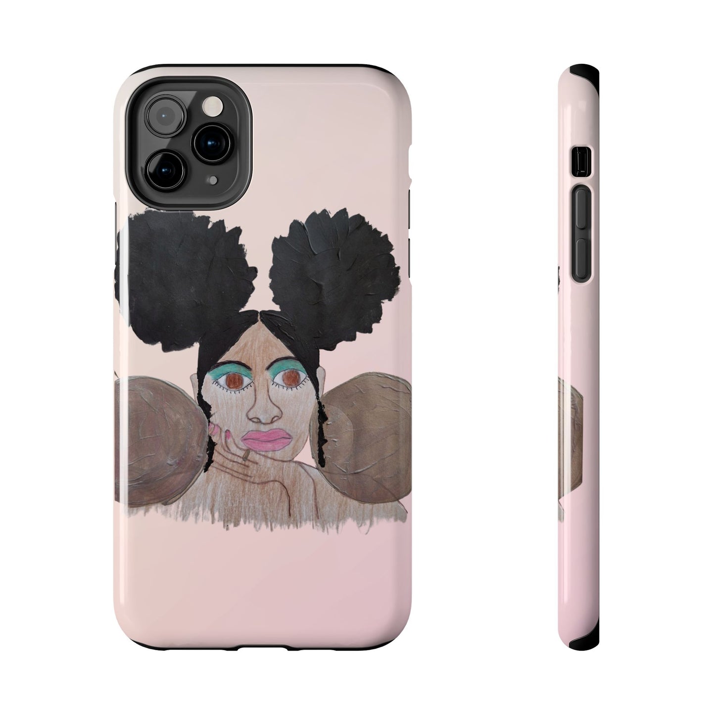 Black Woman Art Tough Phone Case, Hand-Painted Graphics, Original Art iPhone Cover, Protective Phone Case, Unique Artwork Case
