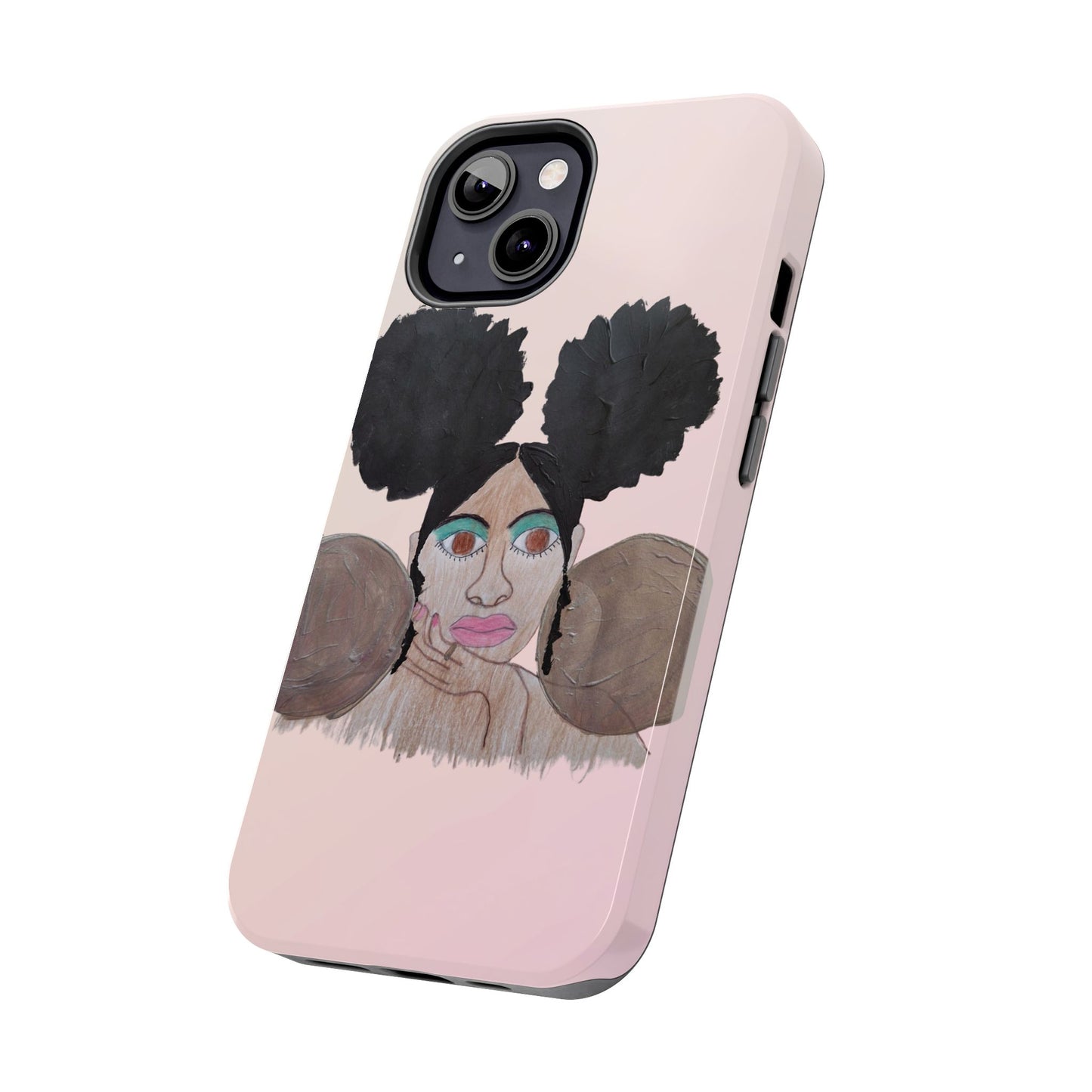 Black Woman Art Tough Phone Case, Hand-Painted Graphics, Original Art iPhone Cover, Protective Phone Case, Unique Artwork Case
