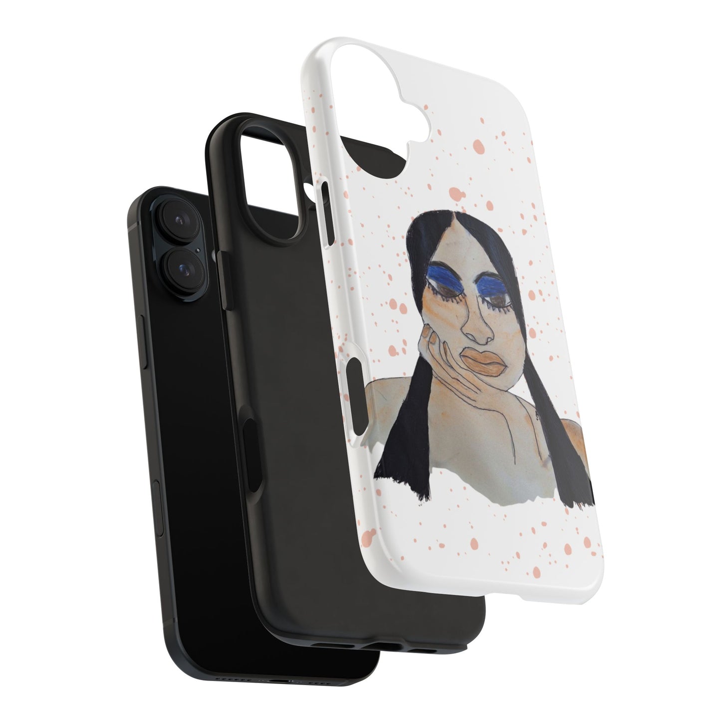 Black Woman Art Tough Phone Case, Hand-Painted Graphics, Original Art iPhone Cover, Protective Phone Case, Unique Artwork Case