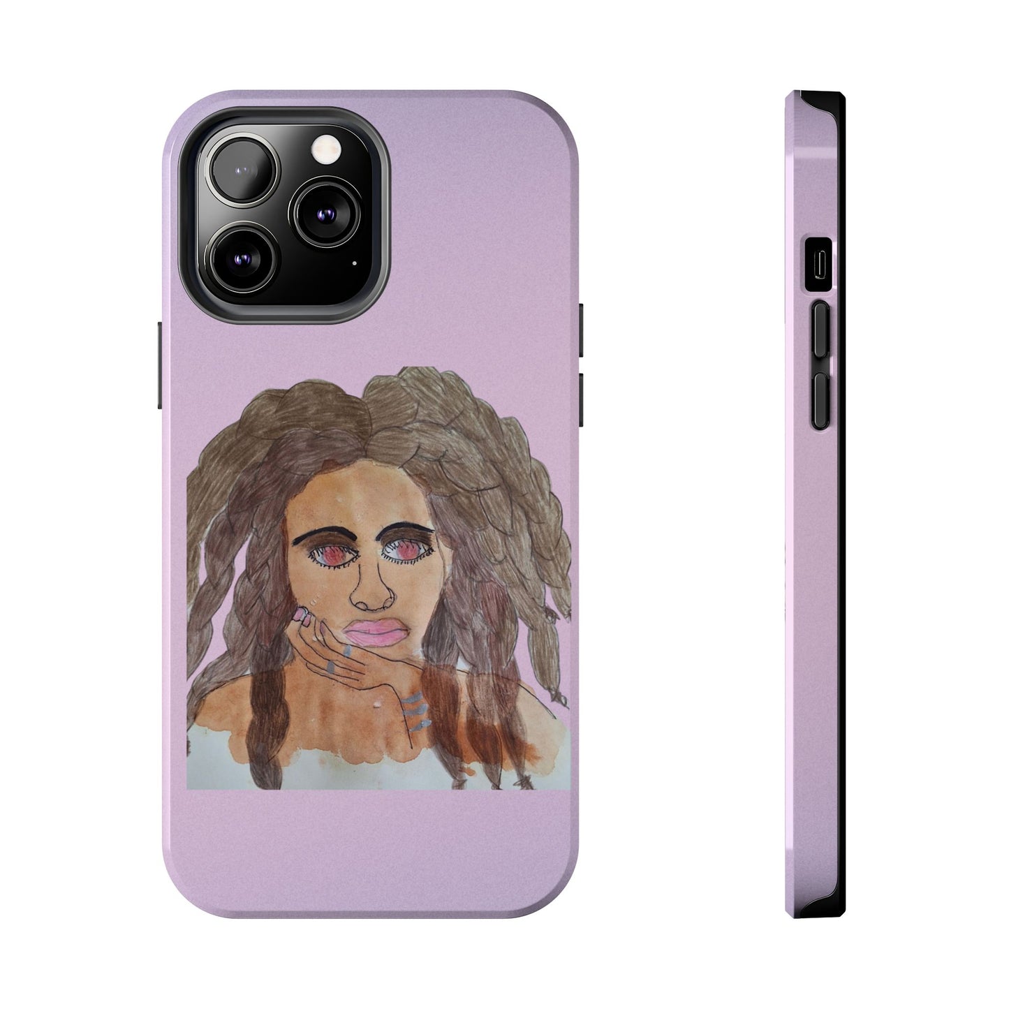 Black Woman Art Tough Phone Case, Hand-Painted Graphics, Original Art iPhone Cover, Protective Phone Case, Unique Artwork Case