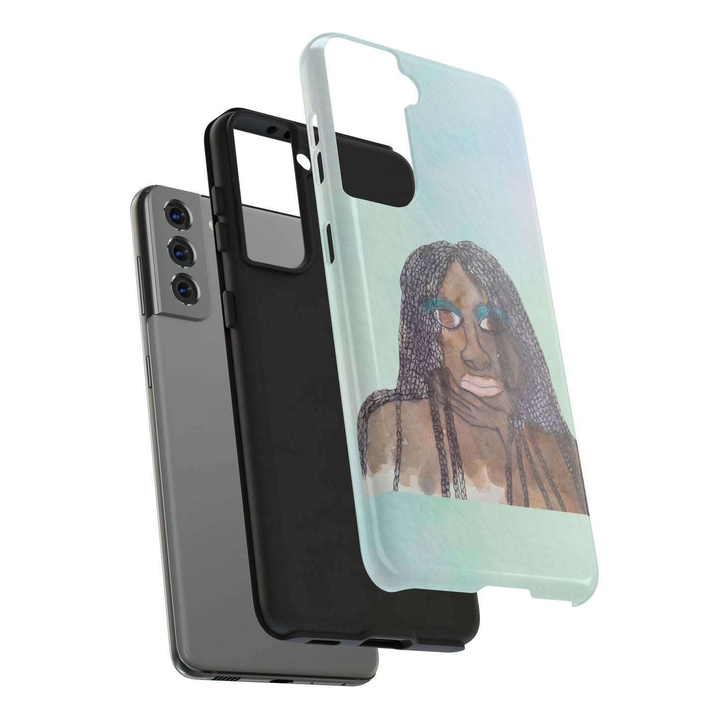 Black Woman Art, Artistic Fashion Phone Case, Colorful Unique Phone Protector, Gift for Her, Bohemian Style, Phone Cover for Creative Souls