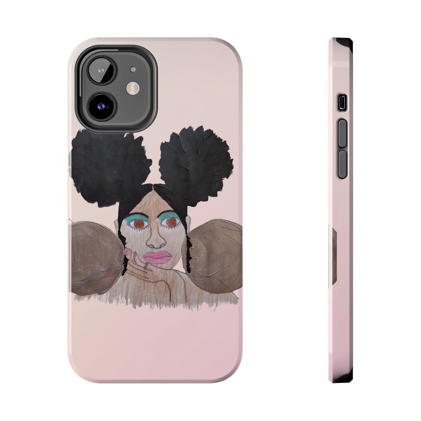 Black Woman Art Tough Phone Case, Hand-Painted Graphics, Original Art iPhone Cover, Protective Phone Case, Unique Artwork Case