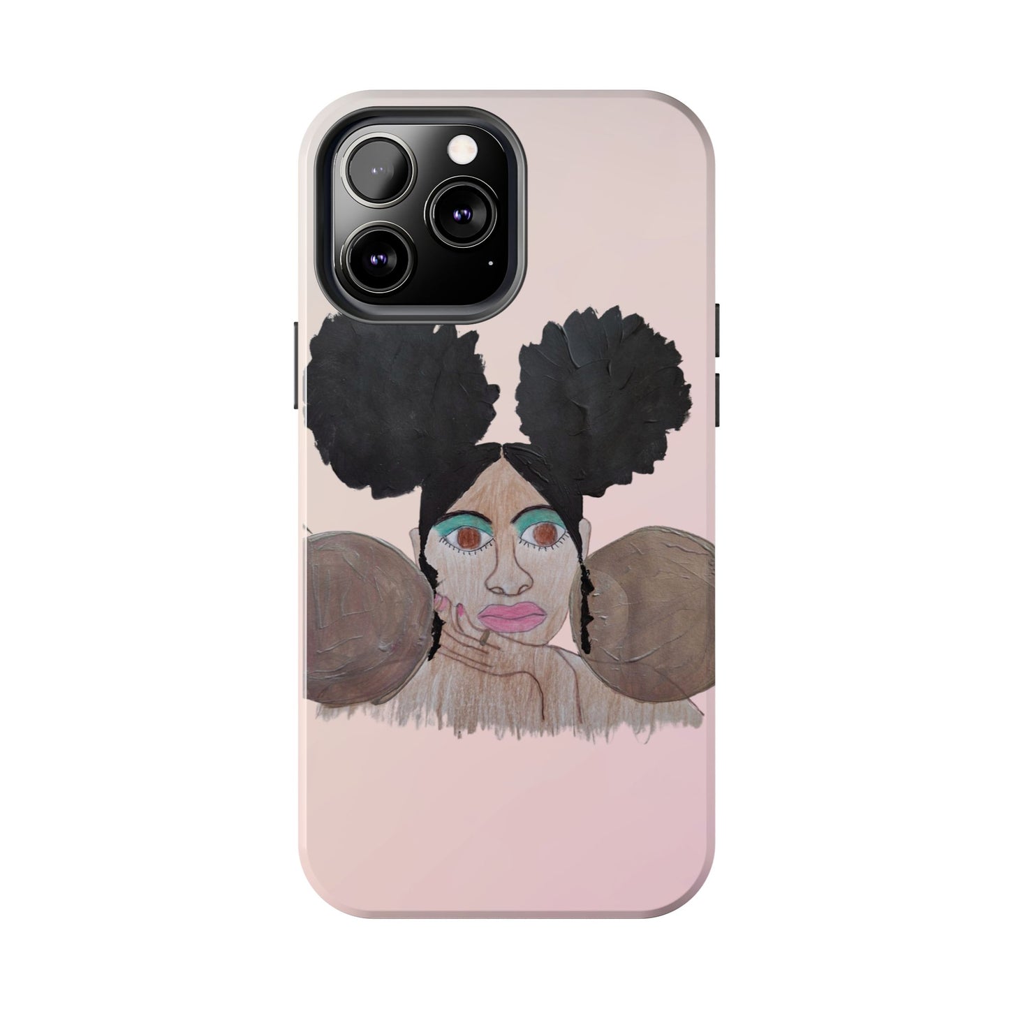 Black Woman Art Tough Phone Case, Hand-Painted Graphics, Original Art iPhone Cover, Protective Phone Case, Unique Artwork Case