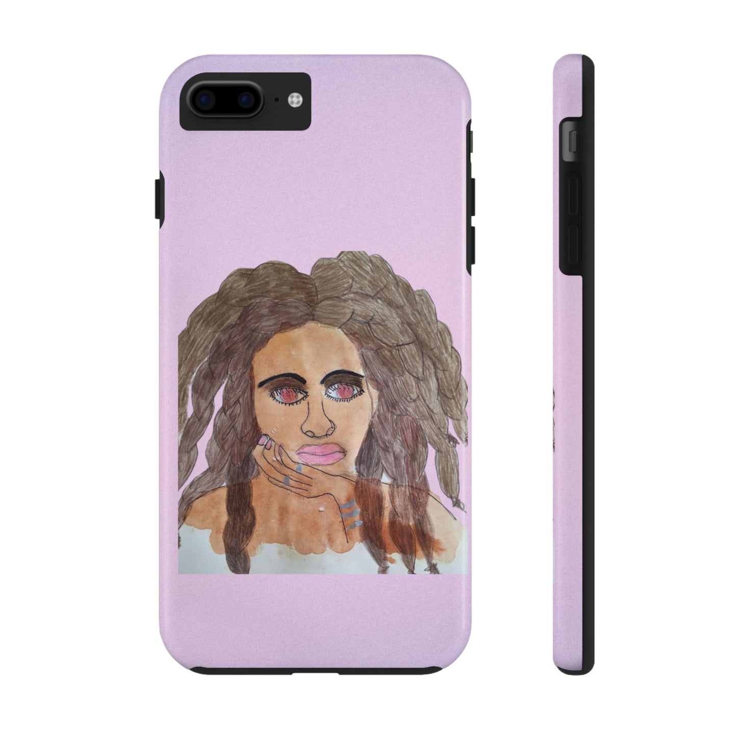 Black Woman Art Tough Phone Case, Hand-Painted Graphics, Original Art iPhone Cover, Protective Phone Case, Unique Artwork Case
