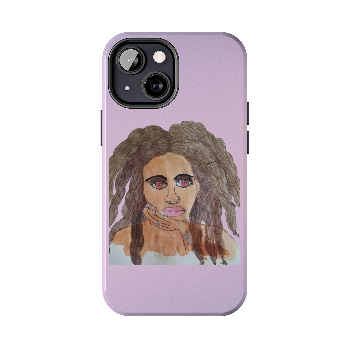 Black Woman Art Tough Phone Case, Hand-Painted Graphics, Original Art iPhone Cover, Protective Phone Case, Unique Artwork Case