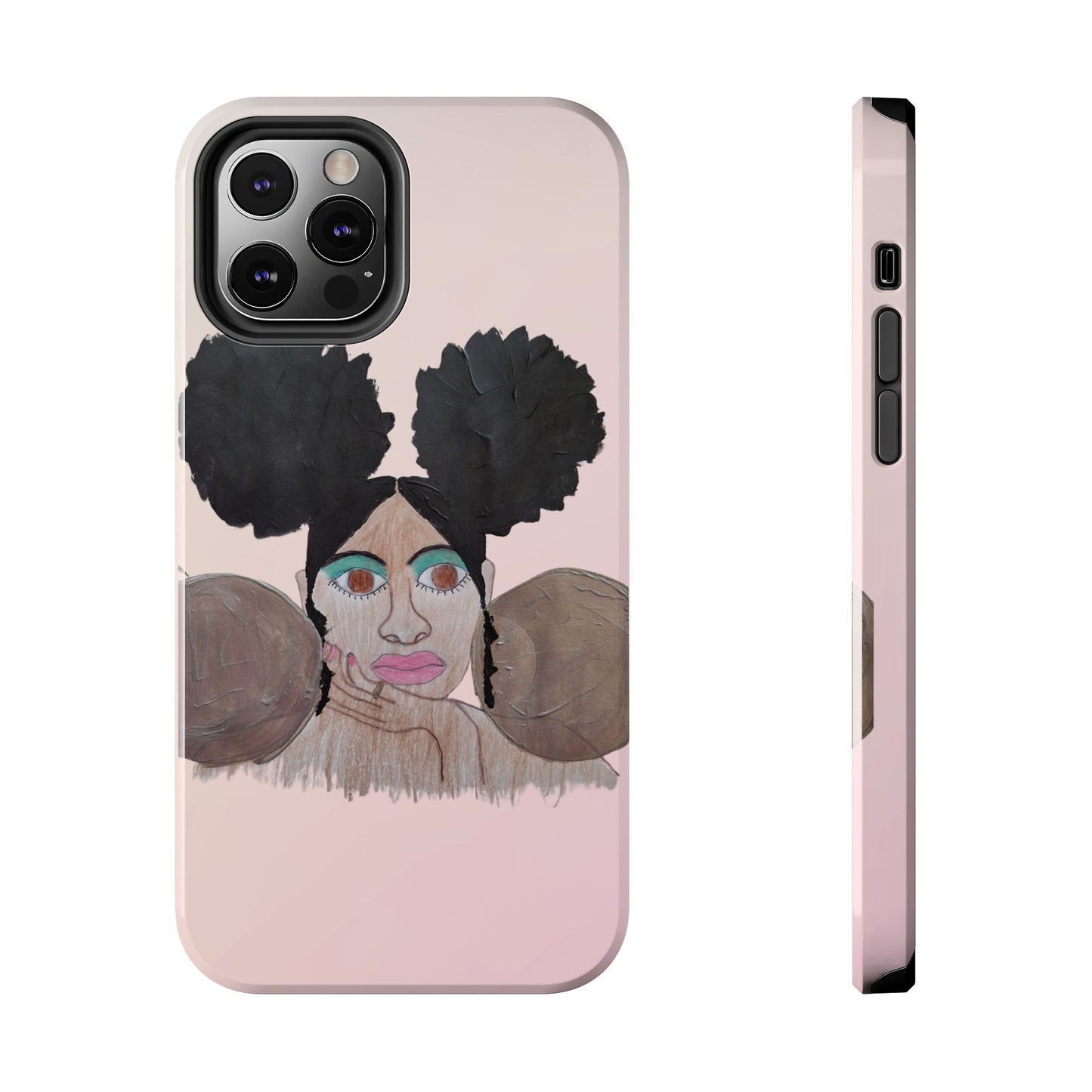 Black Woman Art Tough Phone Case, Hand-Painted Graphics, Original Art iPhone Cover, Protective Phone Case, Unique Artwork Case