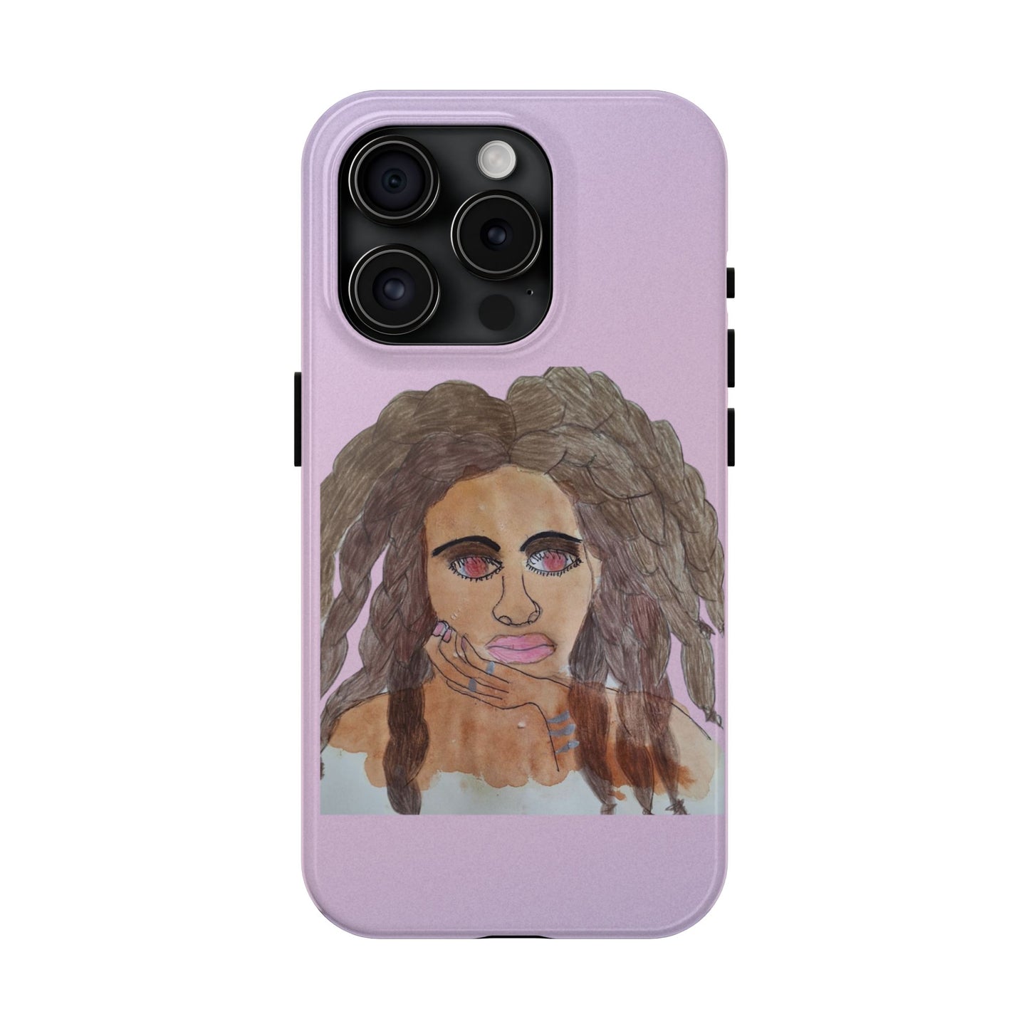 Black Woman Art Tough Phone Case, Hand-Painted Graphics, Original Art iPhone Cover, Protective Phone Case, Unique Artwork Case