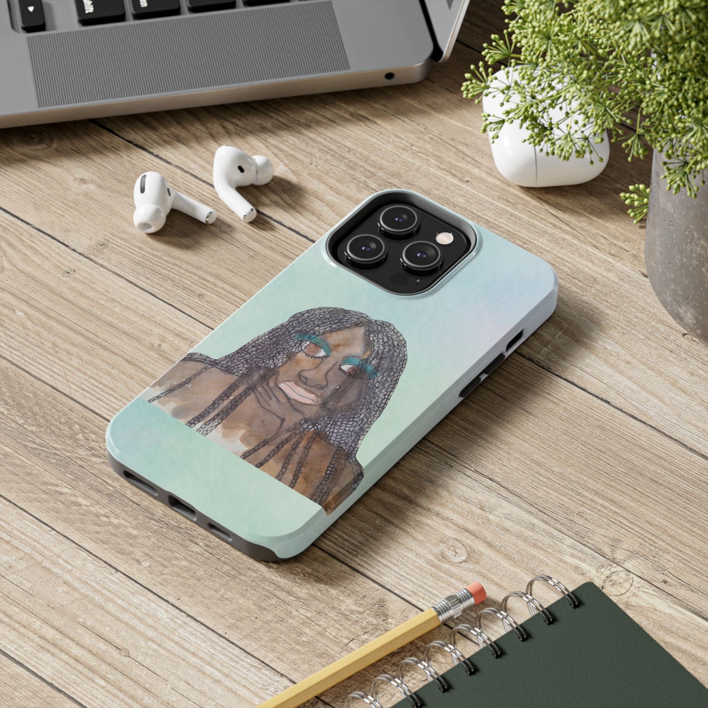 Black Woman Art, Artistic Fashion Phone Case, Colorful Unique Phone Protector, Gift for Her, Bohemian Style, Phone Cover for Creative Souls