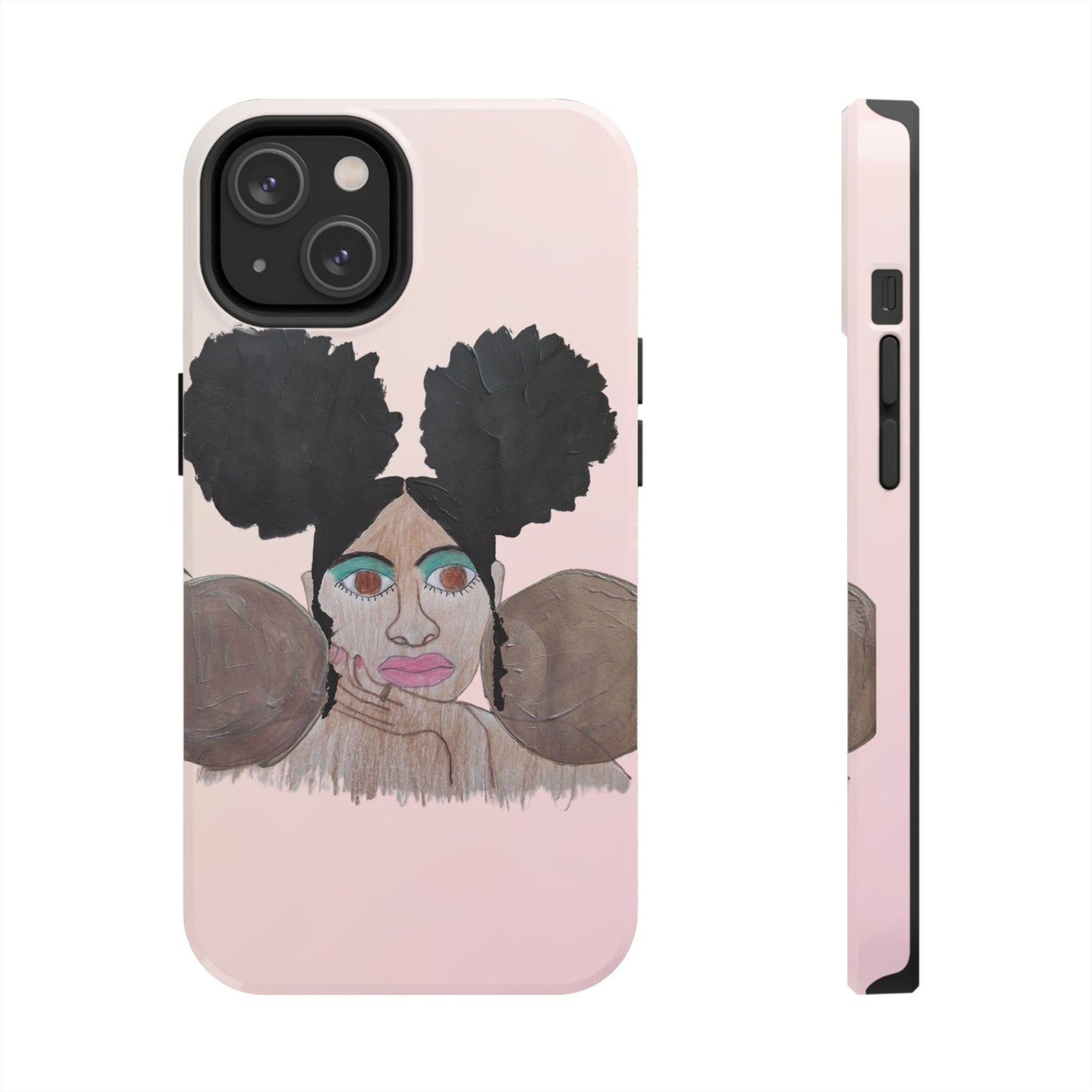 Black Woman Art Tough Phone Case, Hand-Painted Graphics, Original Art iPhone Cover, Protective Phone Case, Unique Artwork Case