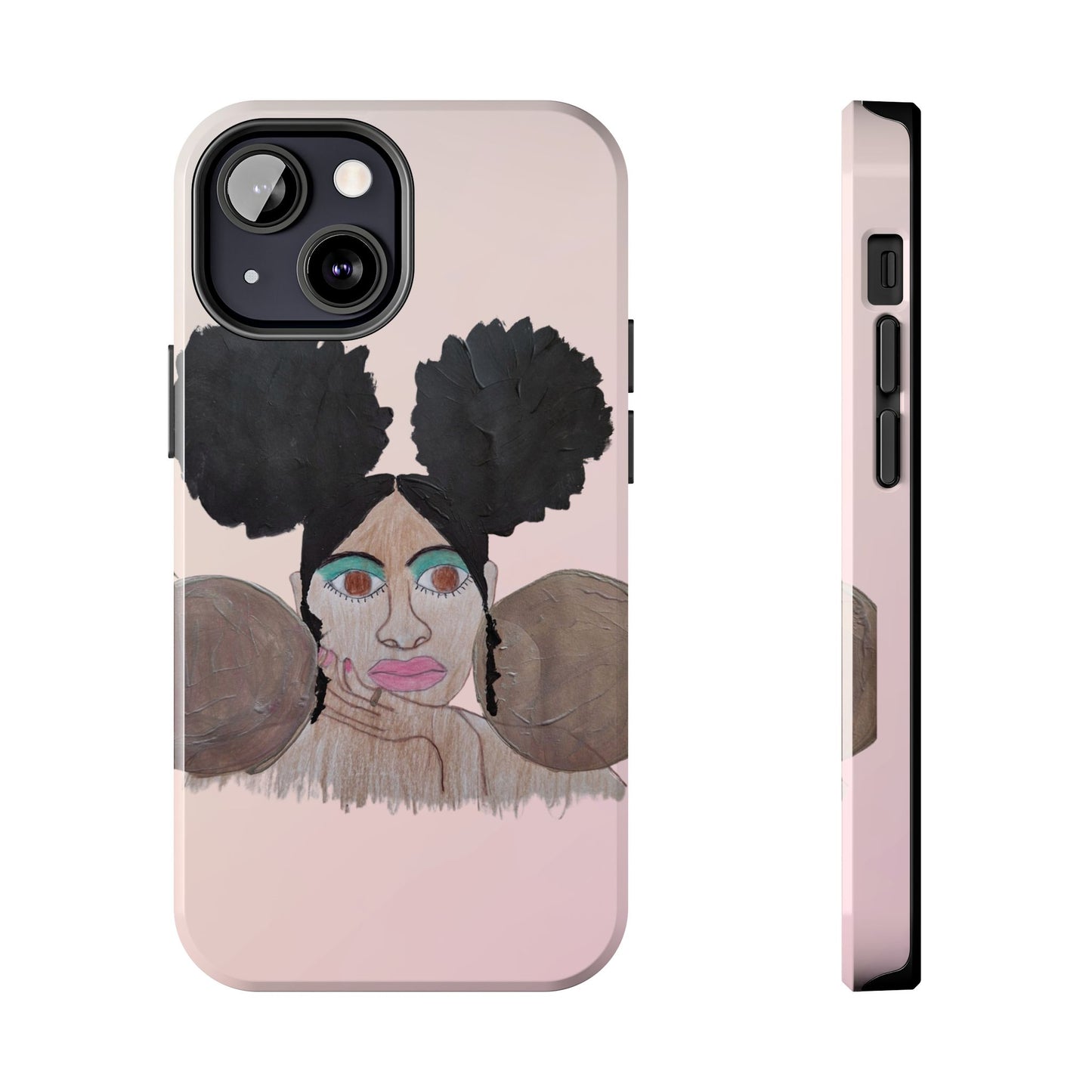 Black Woman Art Tough Phone Case, Hand-Painted Graphics, Original Art iPhone Cover, Protective Phone Case, Unique Artwork Case