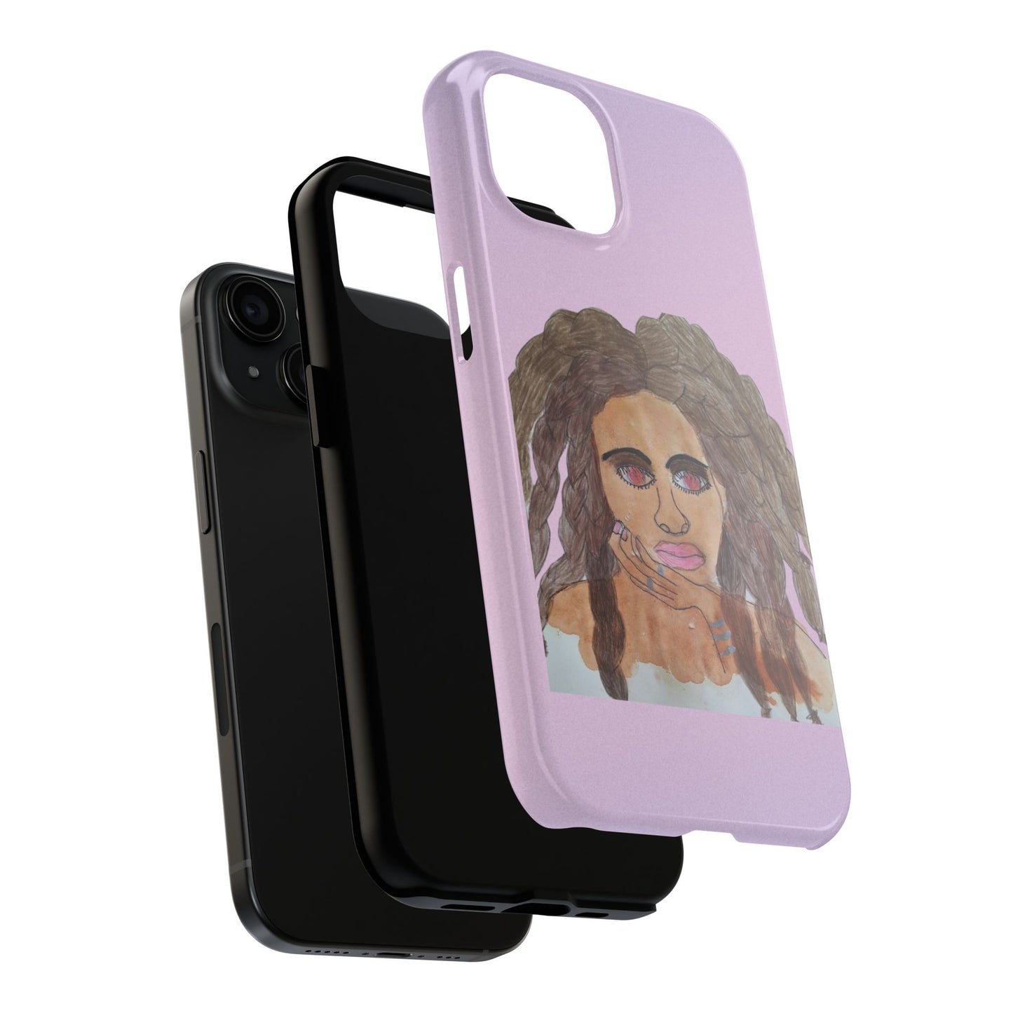 Black Woman Art Tough Phone Case, Hand-Painted Graphics, Original Art iPhone Cover, Protective Phone Case, Unique Artwork Case
