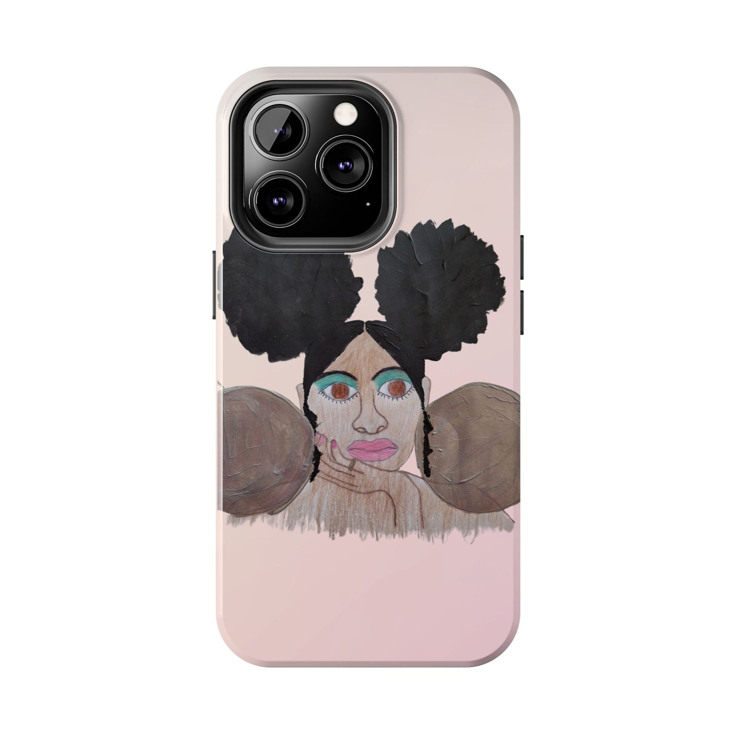 Black Woman Art Tough Phone Case, Hand-Painted Graphics, Original Art iPhone Cover, Protective Phone Case, Unique Artwork Case