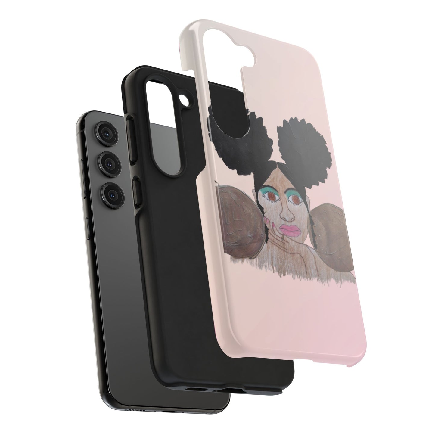 Black Woman Art Tough Phone Case, Hand-Painted Graphics, Original Art iPhone Cover, Protective Phone Case, Unique Artwork Case