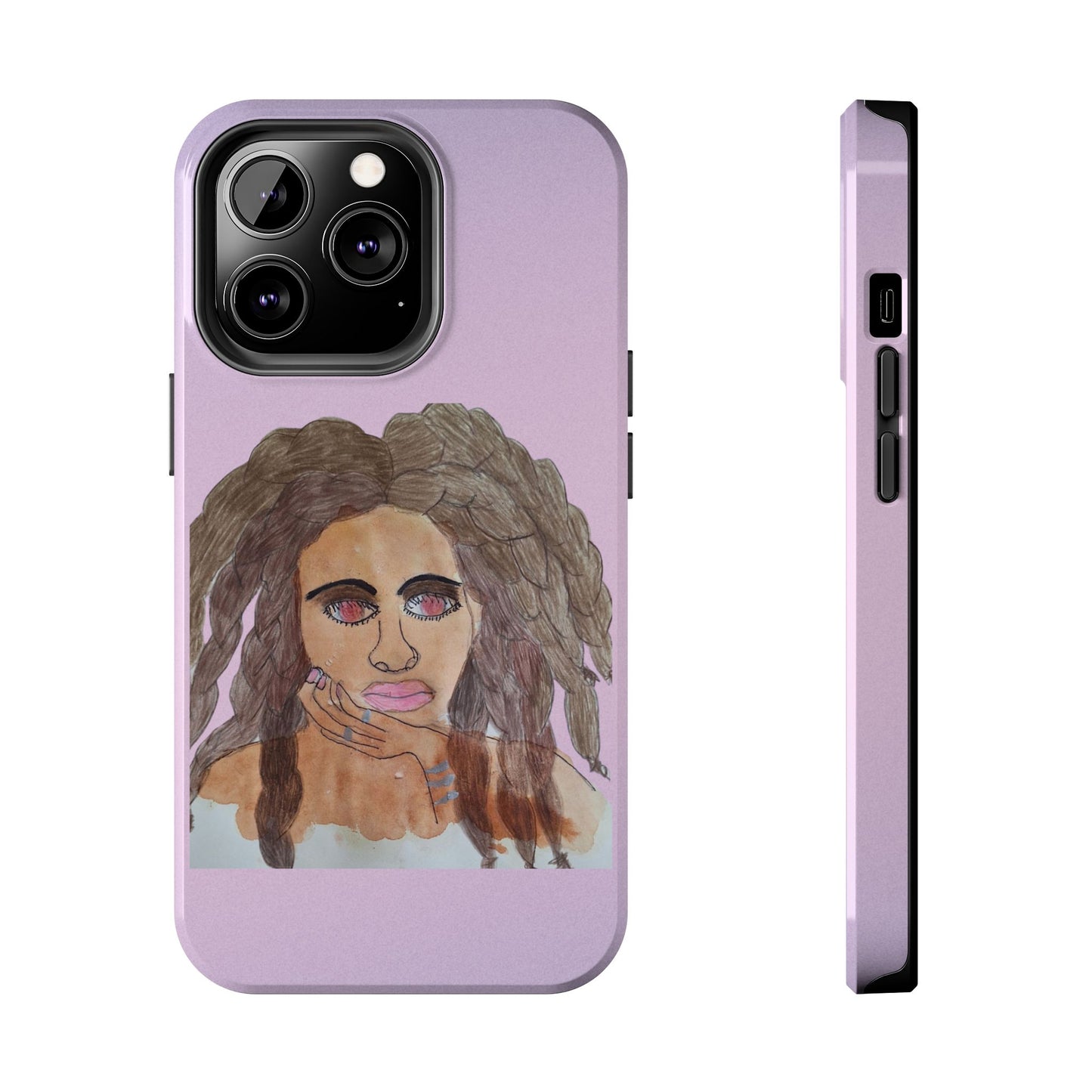 Black Woman Art Tough Phone Case, Hand-Painted Graphics, Original Art iPhone Cover, Protective Phone Case, Unique Artwork Case