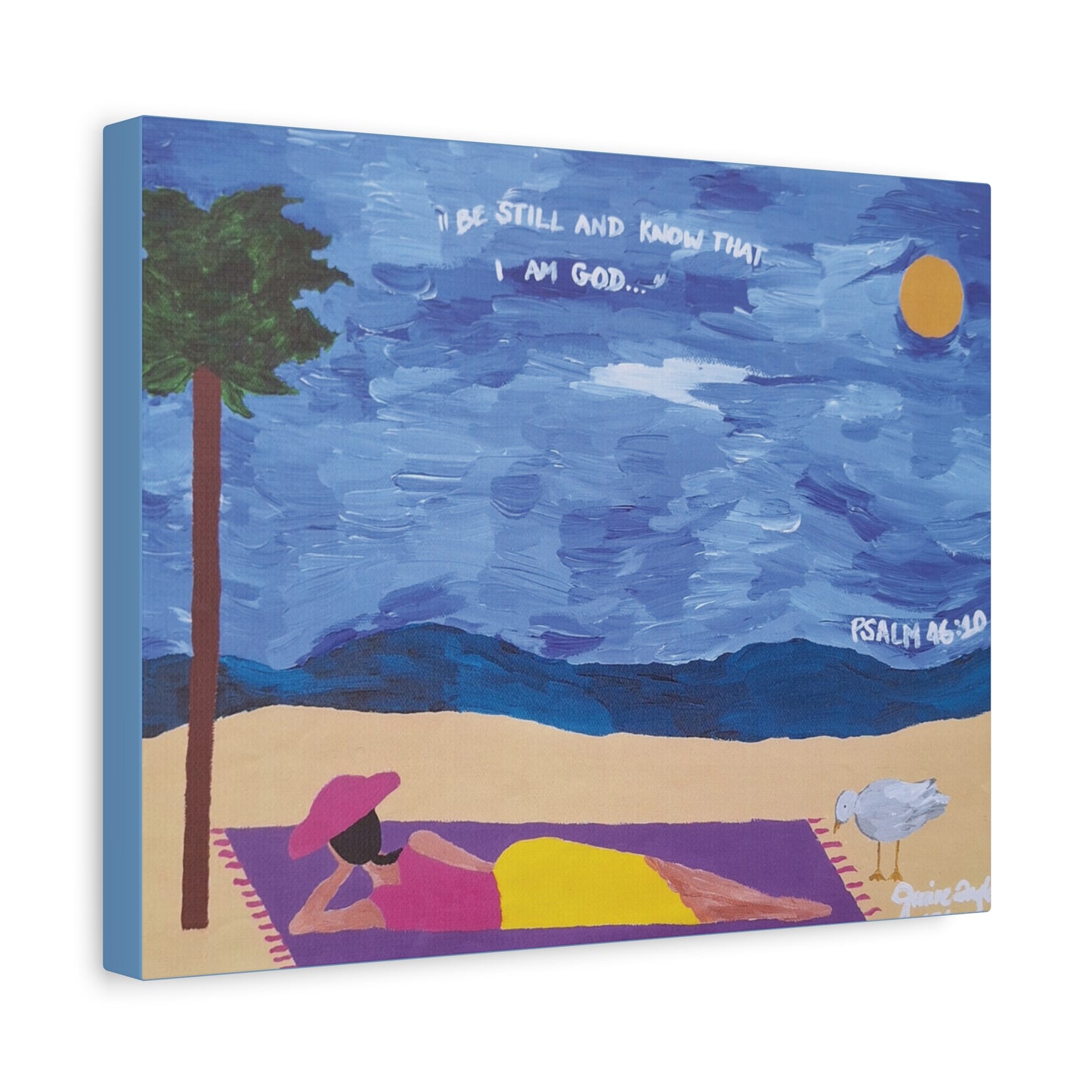 Canvas Art, "Be Still and Know", Black Art Graphic Print, Stretched Matte Wall Decor, Handpainted Inspirational Quote