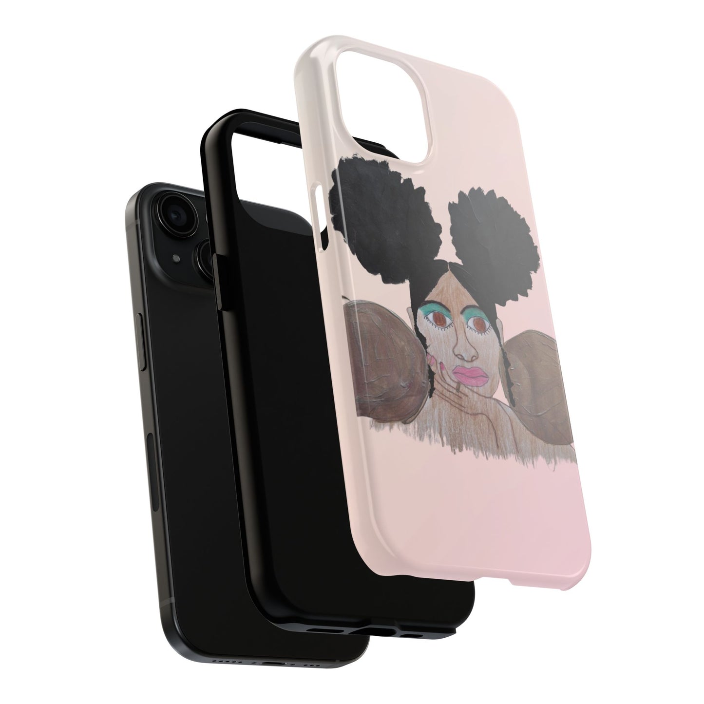 Black Woman Art Tough Phone Case, Hand-Painted Graphics, Original Art iPhone Cover, Protective Phone Case, Unique Artwork Case