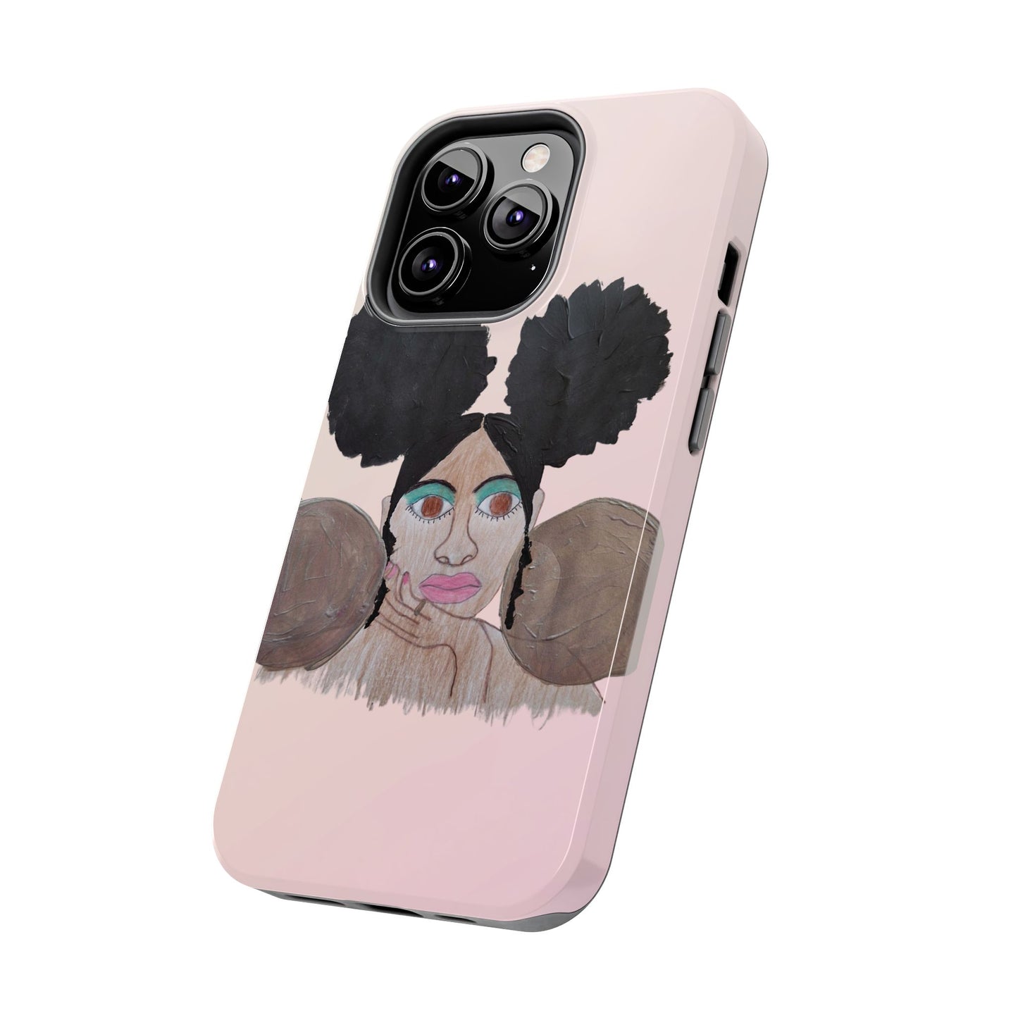 Black Woman Art Tough Phone Case, Hand-Painted Graphics, Original Art iPhone Cover, Protective Phone Case, Unique Artwork Case