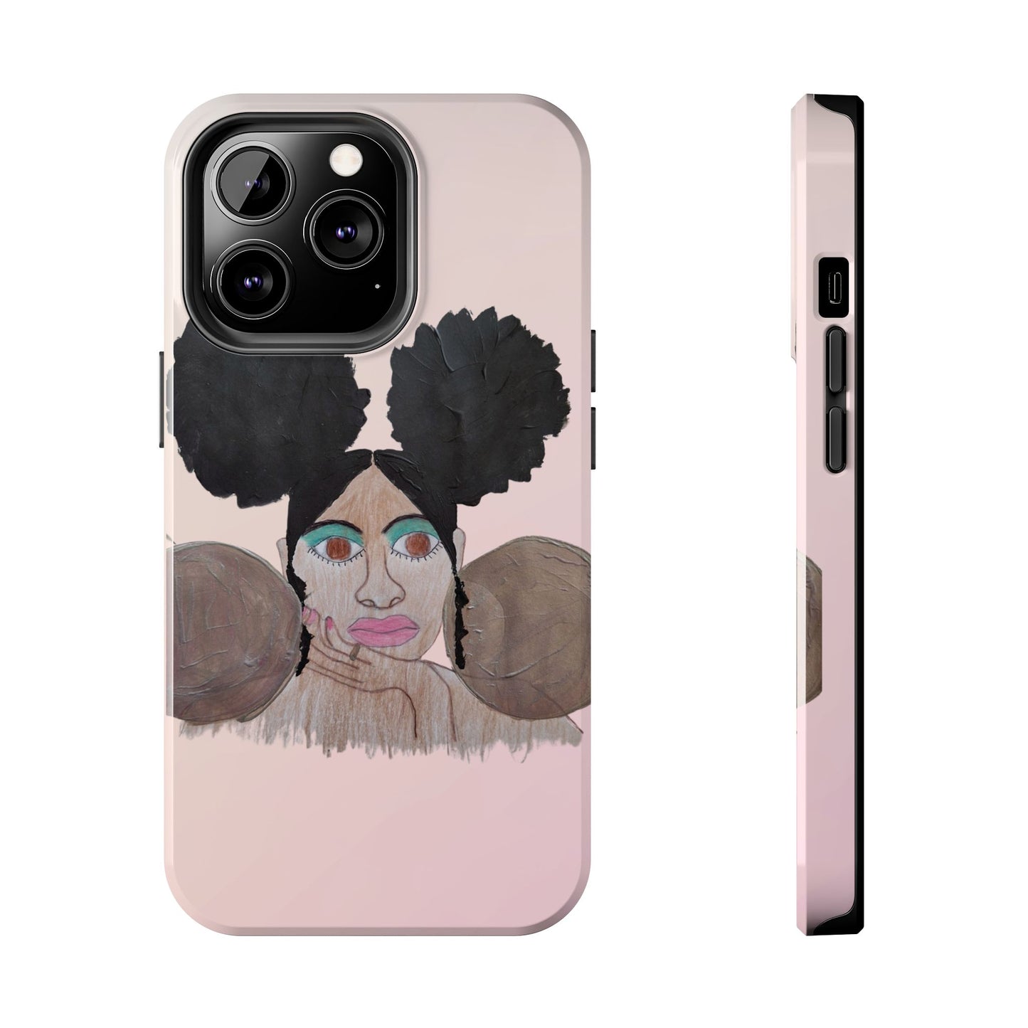 Black Woman Art Tough Phone Case, Hand-Painted Graphics, Original Art iPhone Cover, Protective Phone Case, Unique Artwork Case