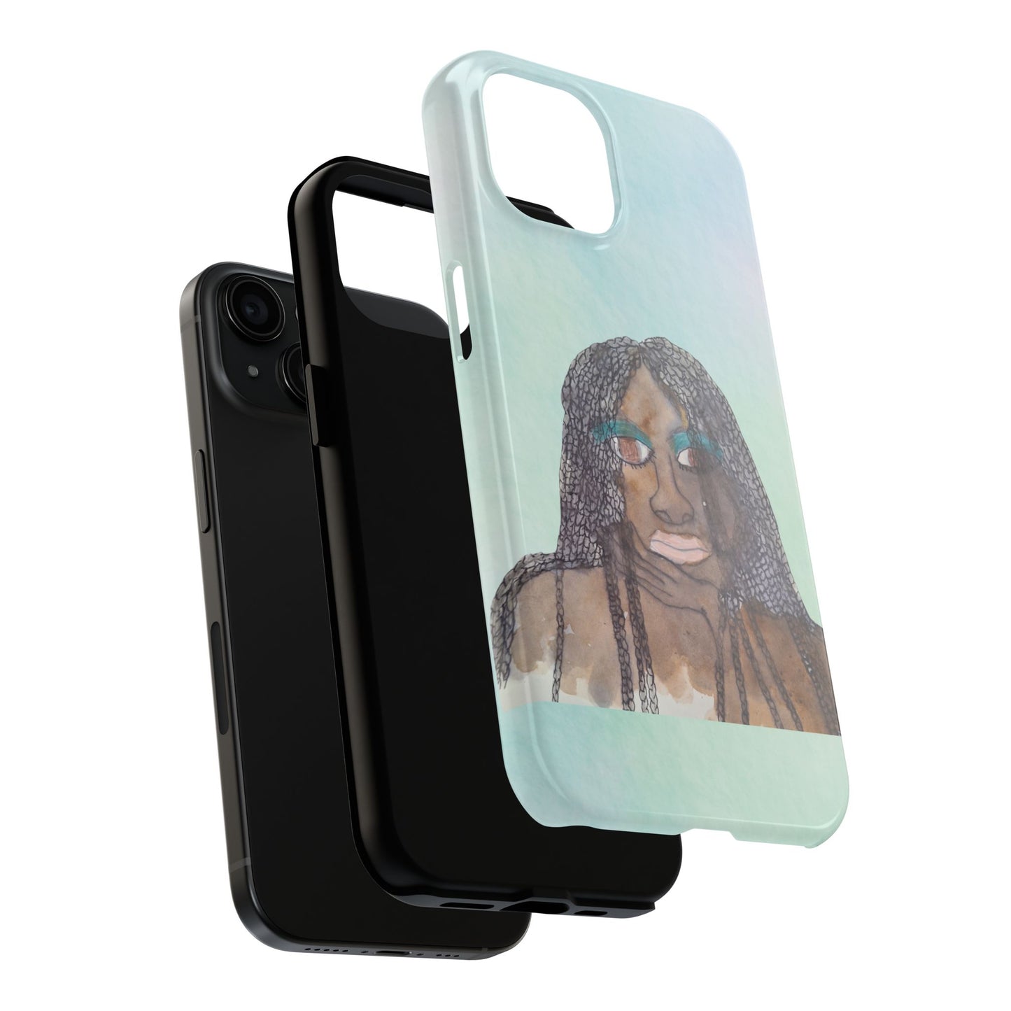 Black Woman Art, Artistic Fashion Phone Case, Colorful Unique Phone Protector, Gift for Her, Bohemian Style, Phone Cover for Creative Souls