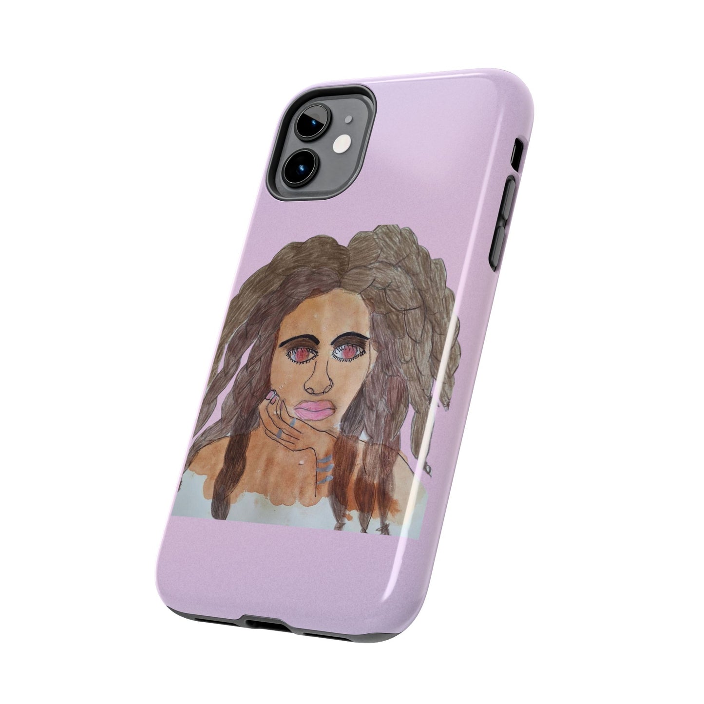 Black Woman Art Tough Phone Case, Hand-Painted Graphics, Original Art iPhone Cover, Protective Phone Case, Unique Artwork Case