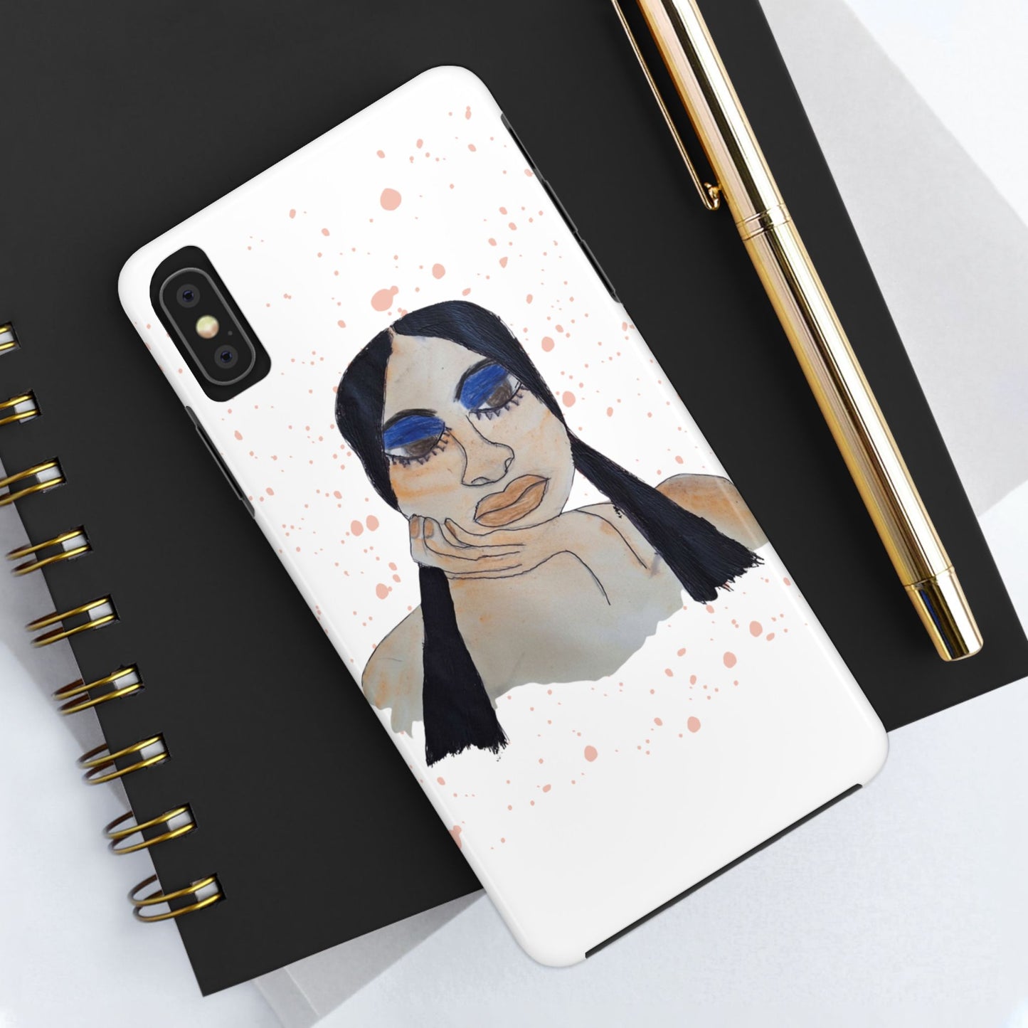 Black Woman Art Tough Phone Case, Hand-Painted Graphics, Original Art iPhone Cover, Protective Phone Case, Unique Artwork Case