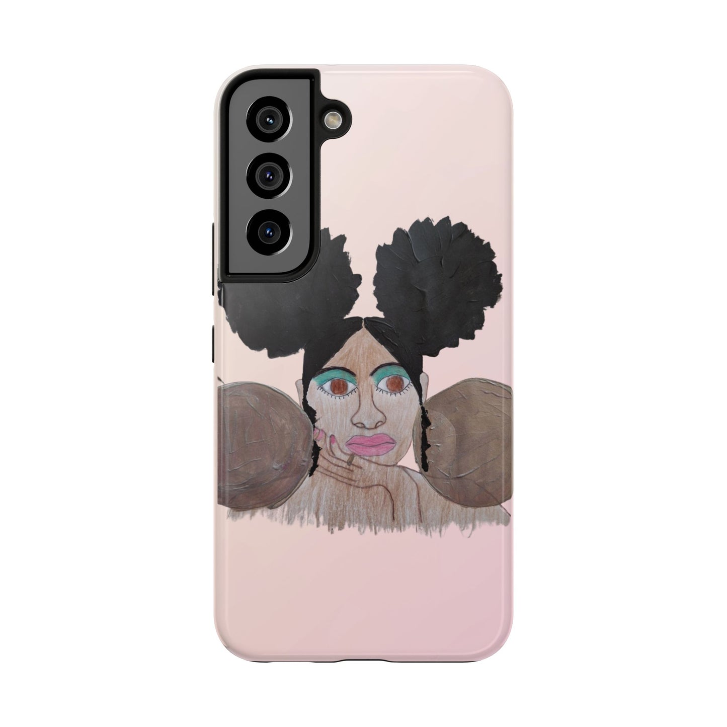 Black Woman Art Tough Phone Case, Hand-Painted Graphics, Original Art iPhone Cover, Protective Phone Case, Unique Artwork Case