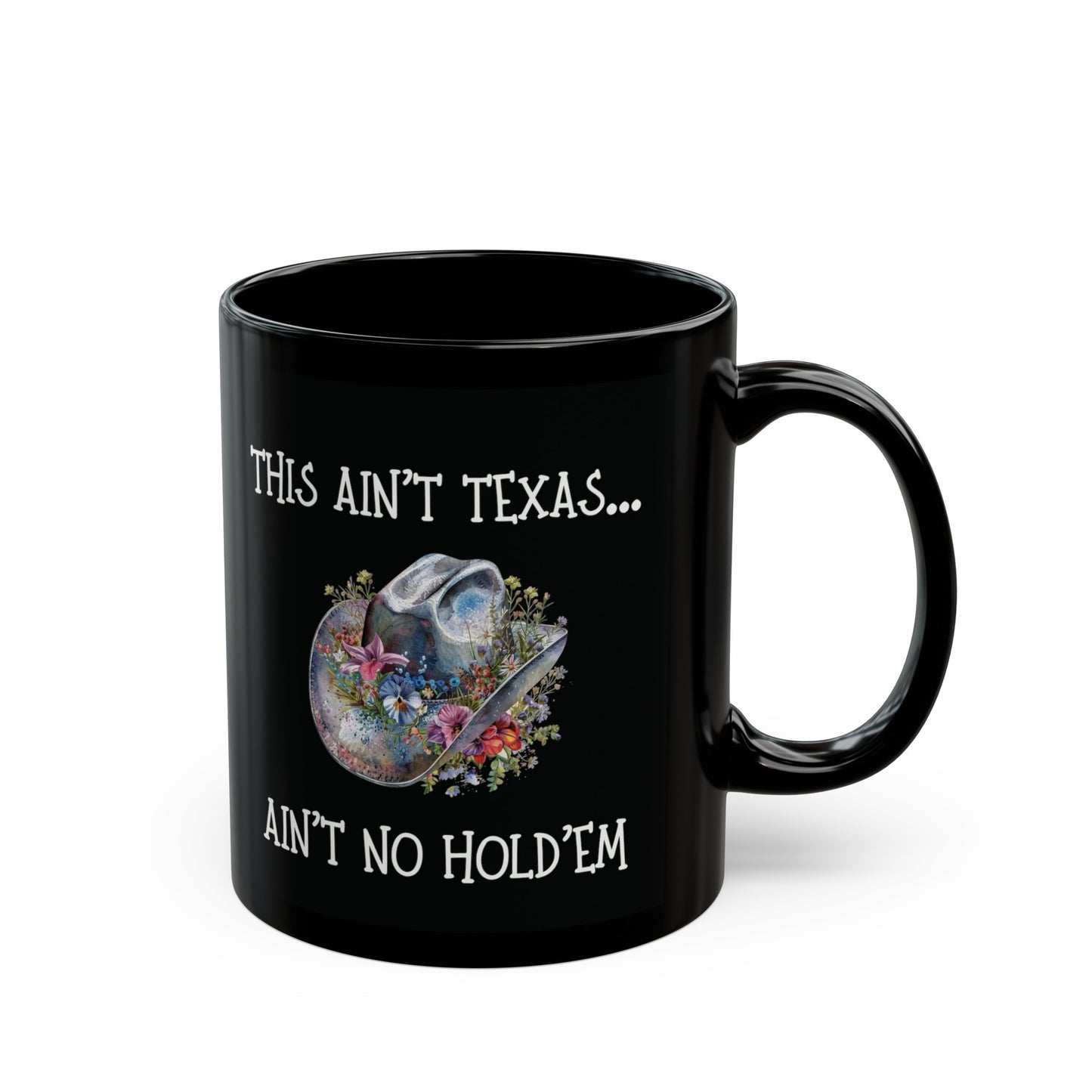 AIN'T NO HOLD'EM Graphic Black Mug (11oz, 15oz), Cowboy Carter Inspired, Urban Cowgirl Graphic, Fan Art, Cowgirl Hat Graphic, Country Mug, Western Graphic Mug, Gift for Her, Mother's Day Gift
