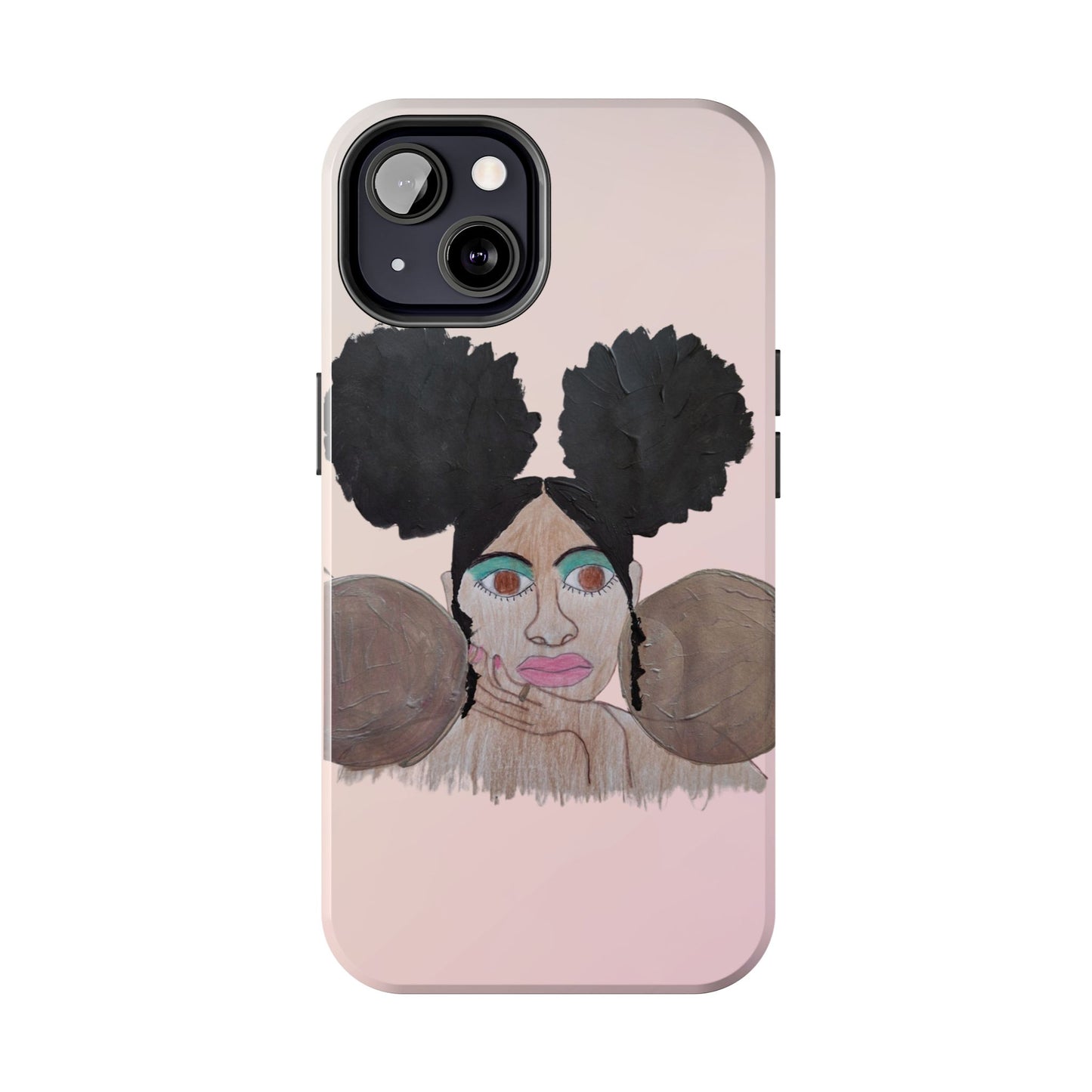 Black Woman Art Tough Phone Case, Hand-Painted Graphics, Original Art iPhone Cover, Protective Phone Case, Unique Artwork Case
