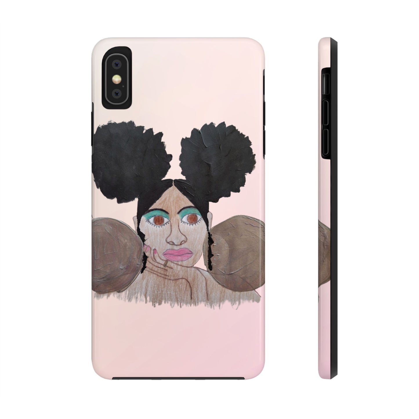 Black Woman Art Tough Phone Case, Hand-Painted Graphics, Original Art iPhone Cover, Protective Phone Case, Unique Artwork Case