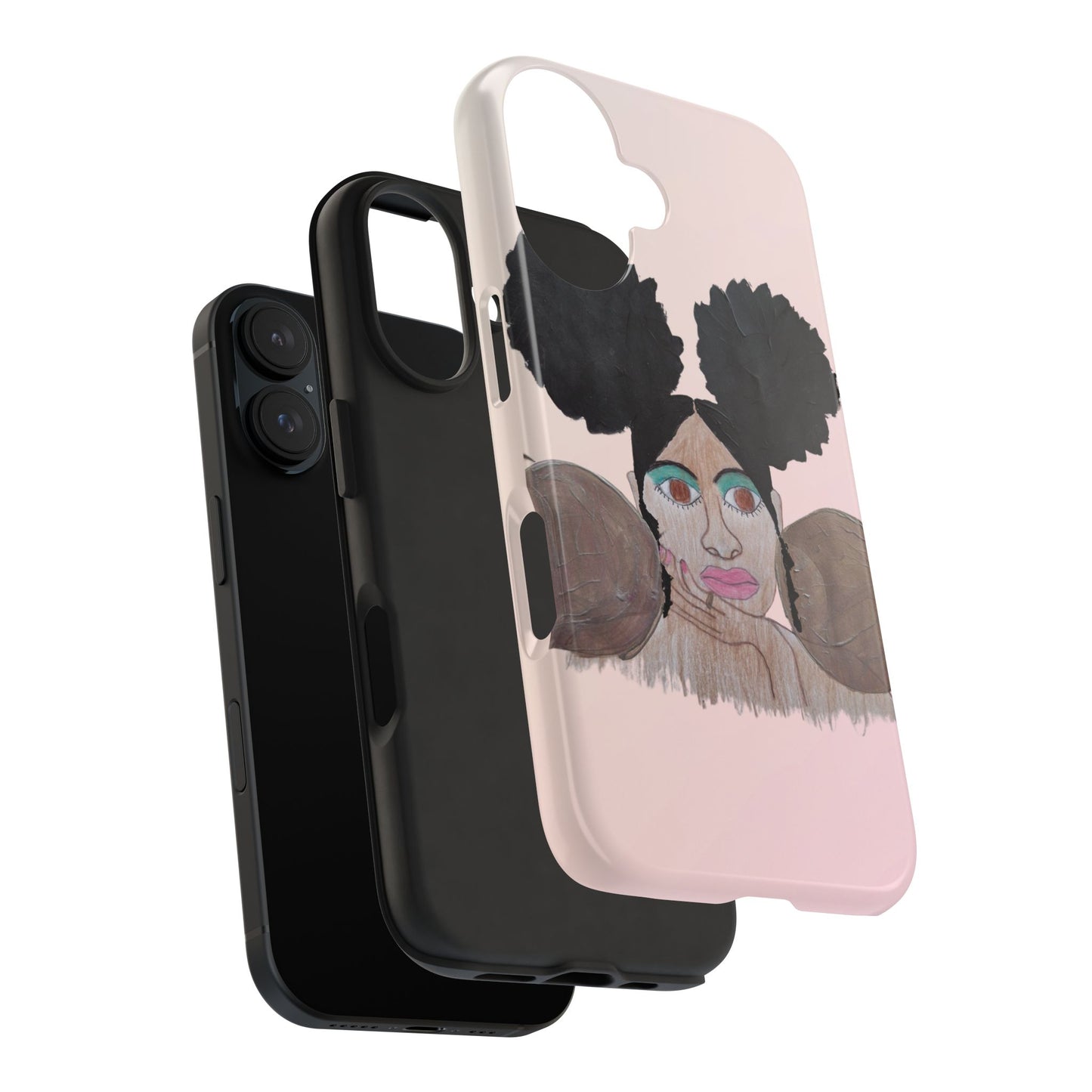 Black Woman Art Tough Phone Case, Hand-Painted Graphics, Original Art iPhone Cover, Protective Phone Case, Unique Artwork Case