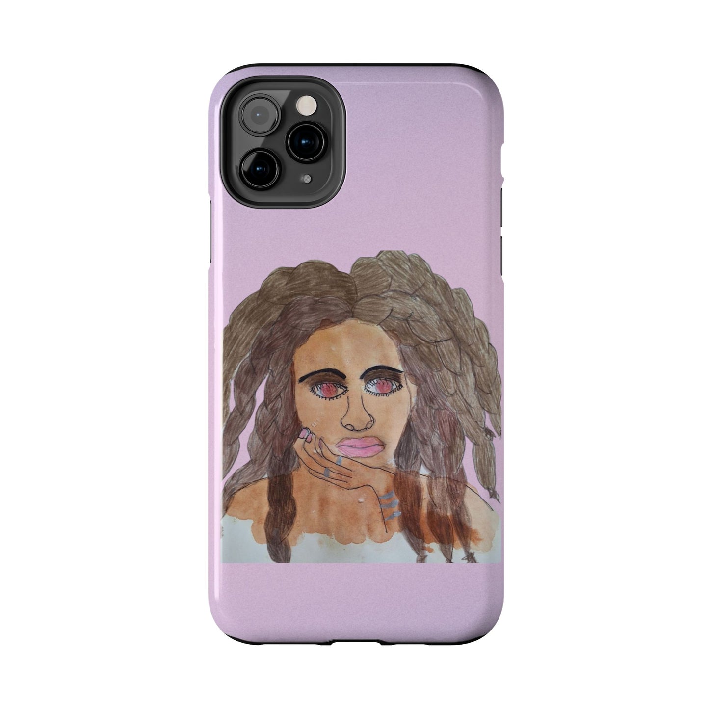 Black Woman Art Tough Phone Case, Hand-Painted Graphics, Original Art iPhone Cover, Protective Phone Case, Unique Artwork Case