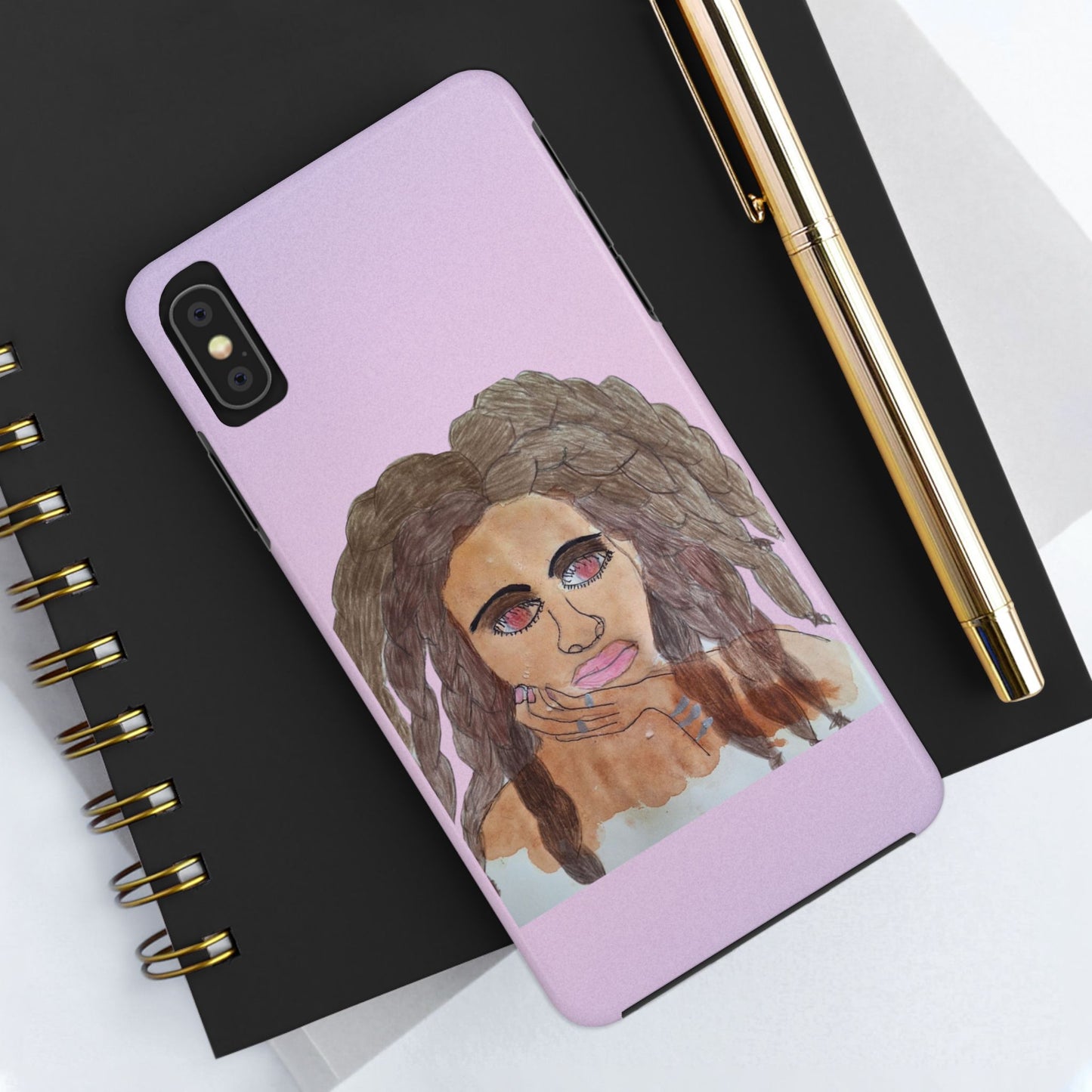 Black Woman Art Tough Phone Case, Hand-Painted Graphics, Original Art iPhone Cover, Protective Phone Case, Unique Artwork Case